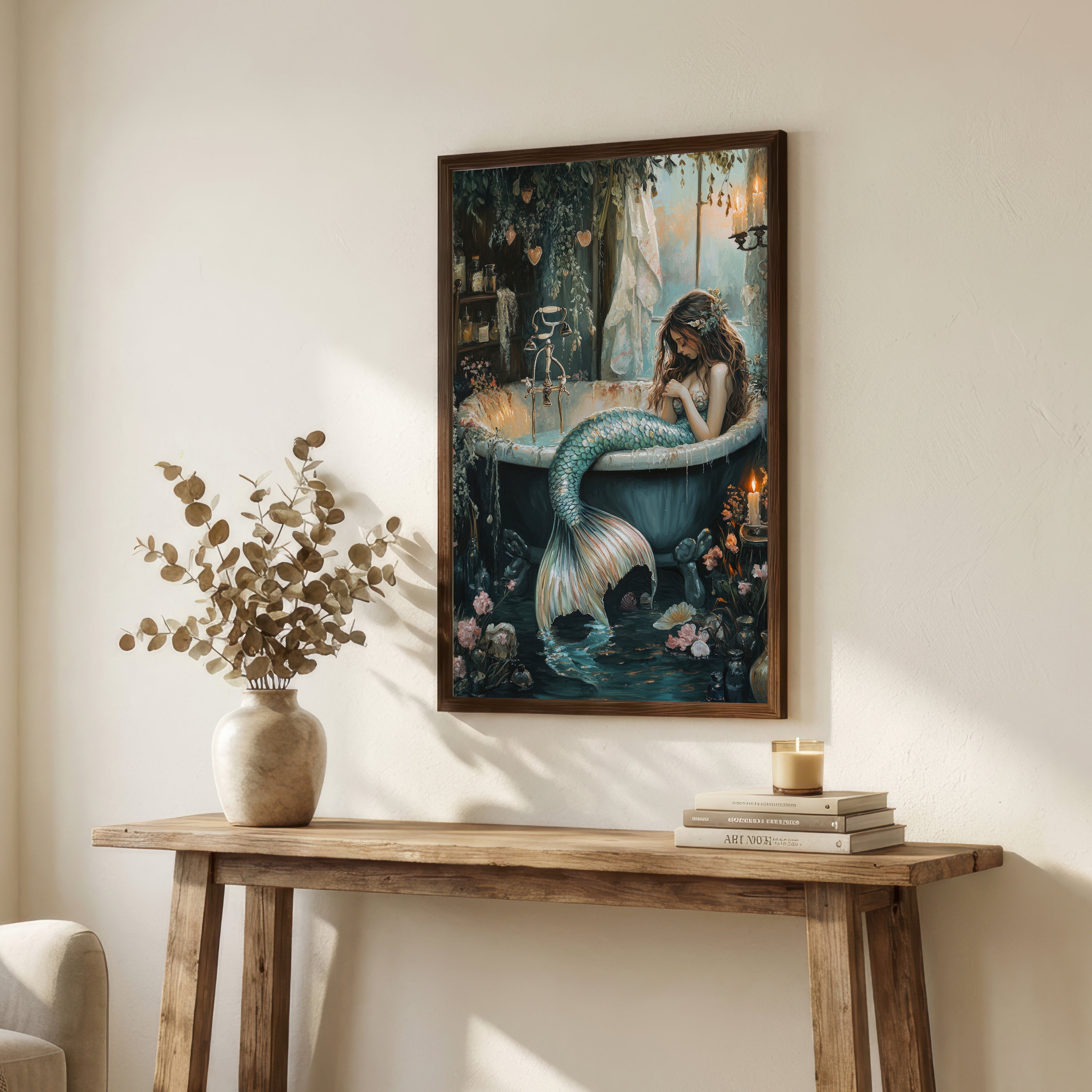 Mermaid in Antique Bath Art Print