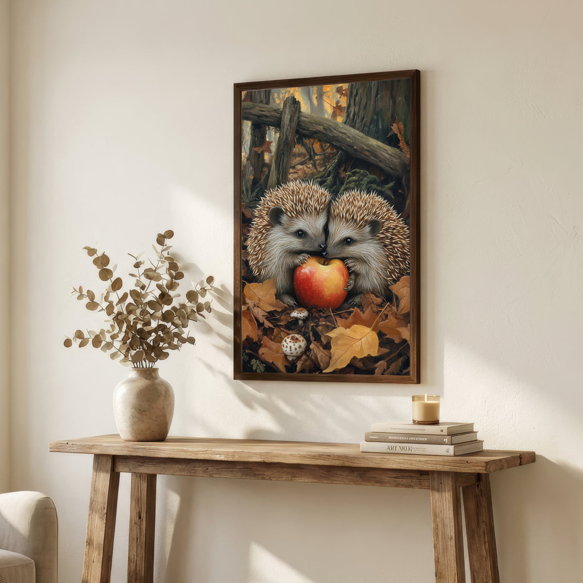 Hedgehog Apple Woodland Art Print