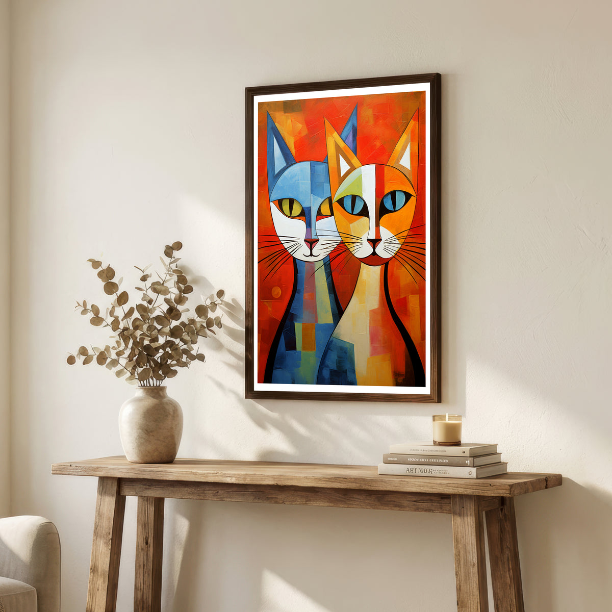 Two Cat Cubist Art Print
