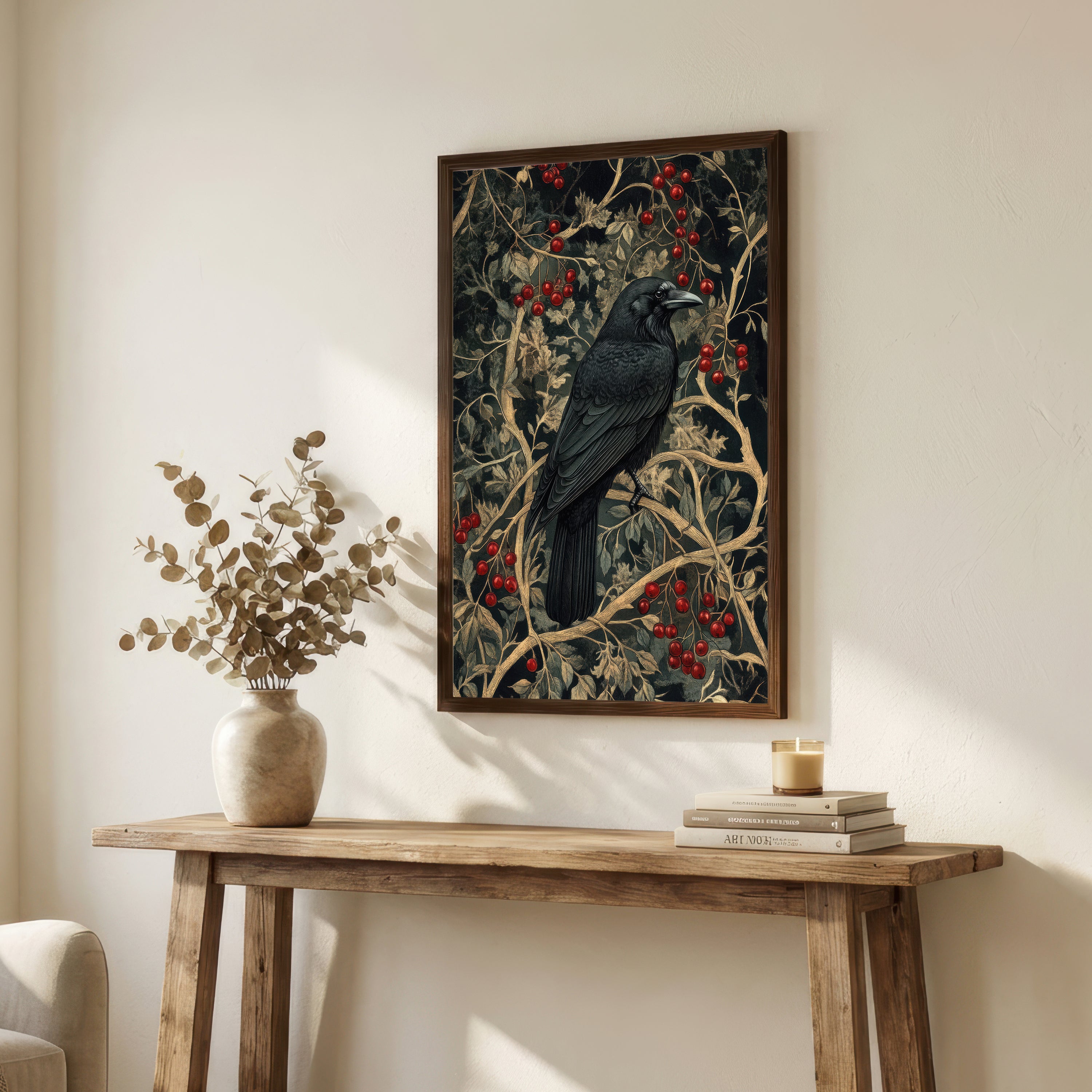 Vintage Crow Botanical Art Print