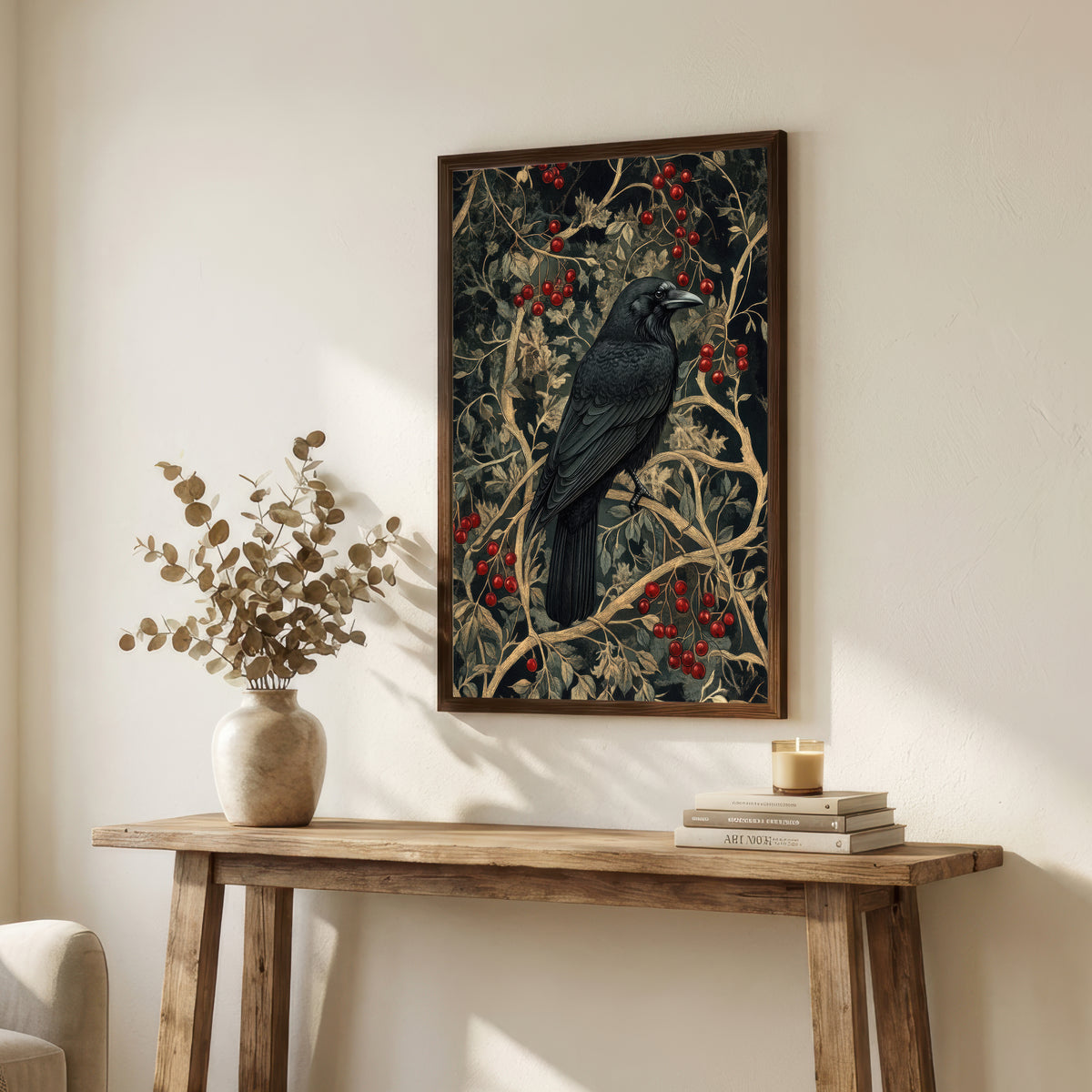 Vintage Crow Botanical Art Print
