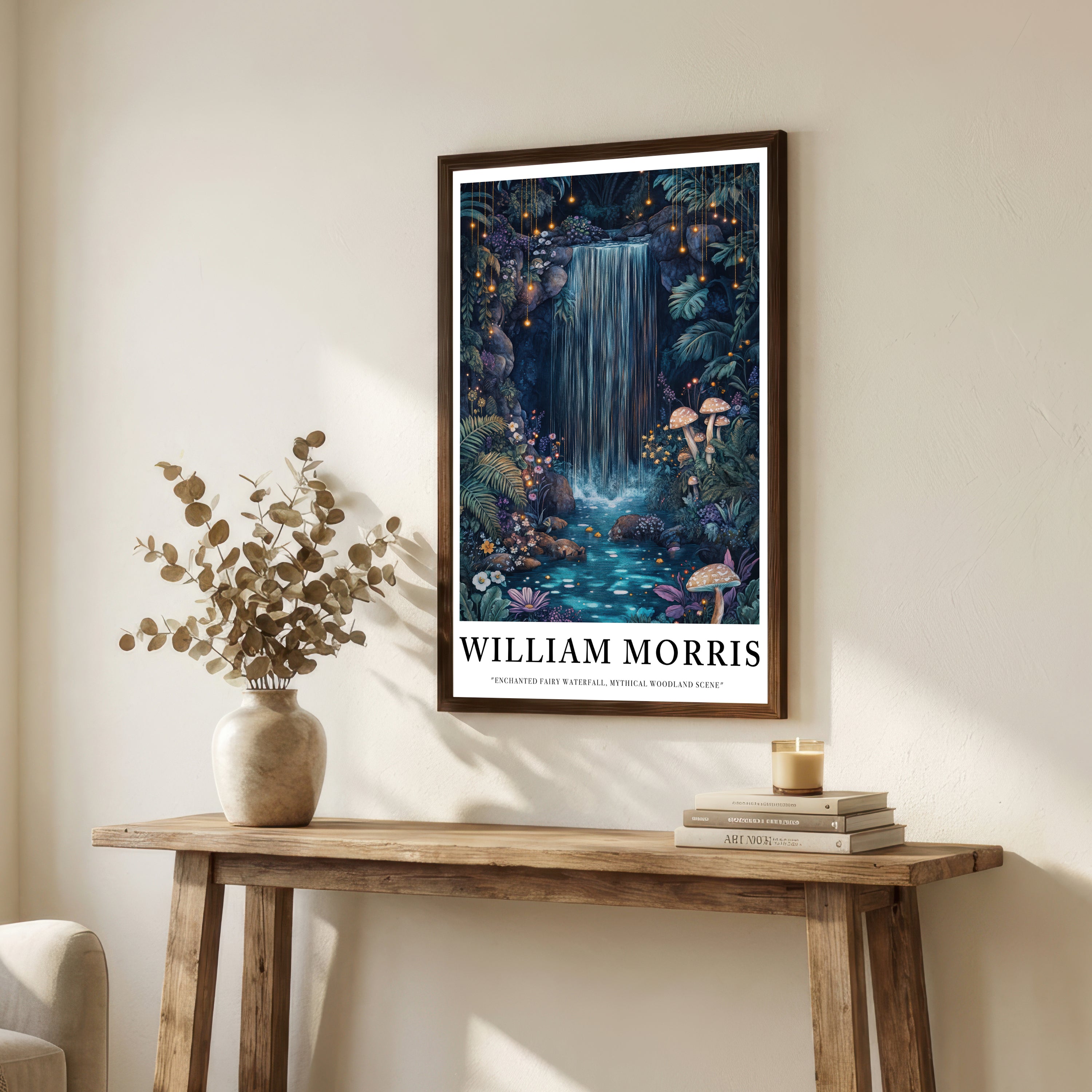Enchanted Woodland Waterfall Art Print