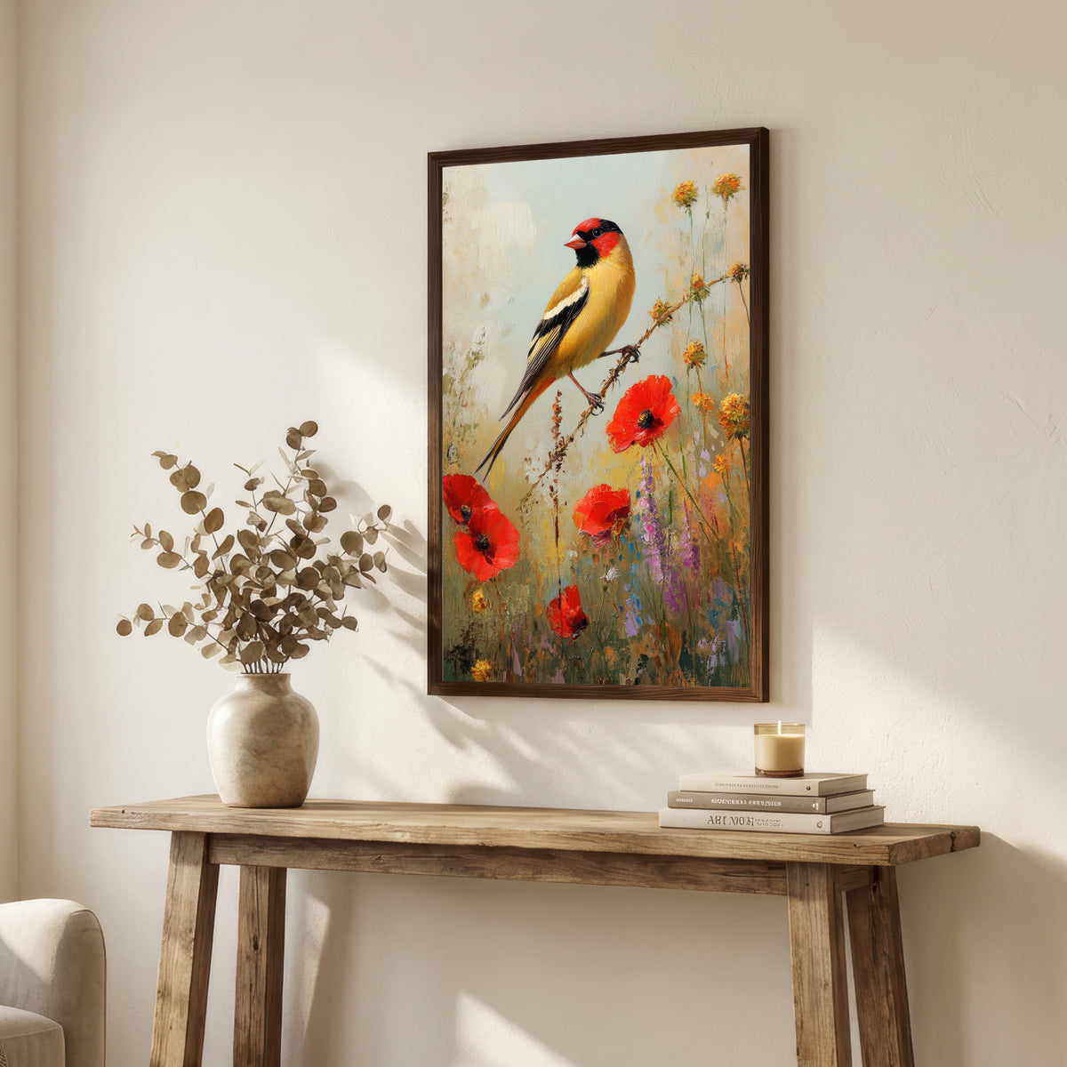 Goldfinch Wildflower Art Print