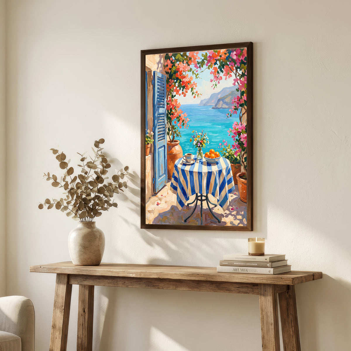 Mediterranean Terrace Sea View Art Print
