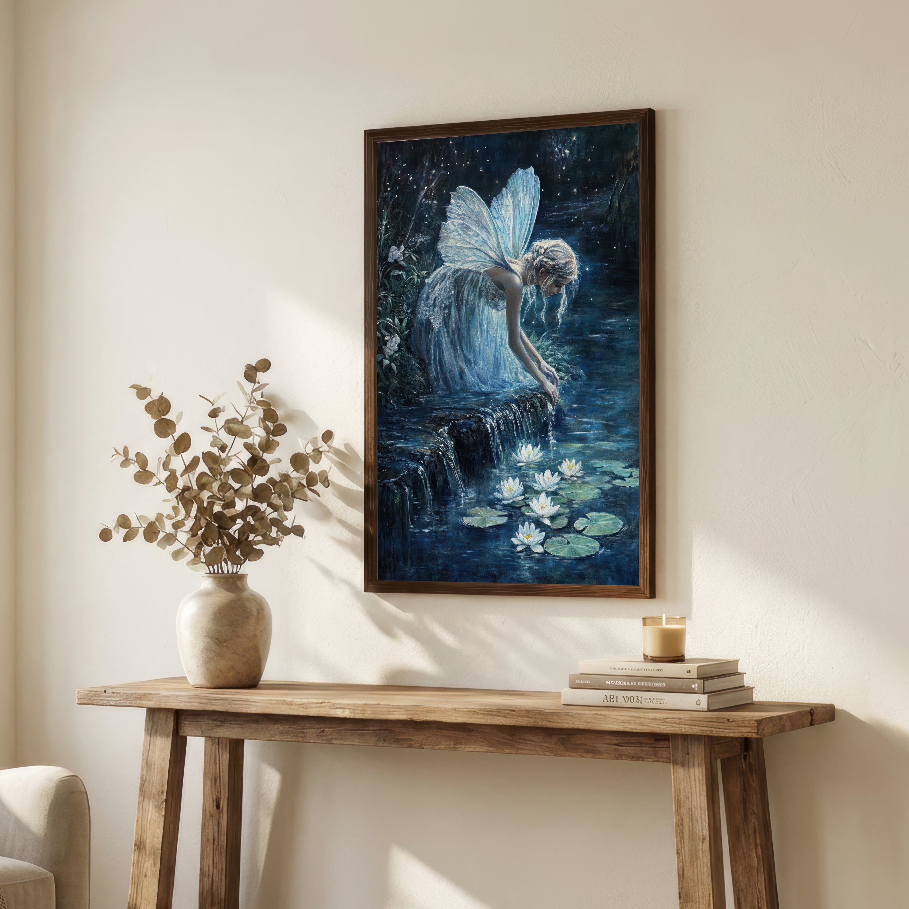 Starlit Waterfall Fairy Art Print