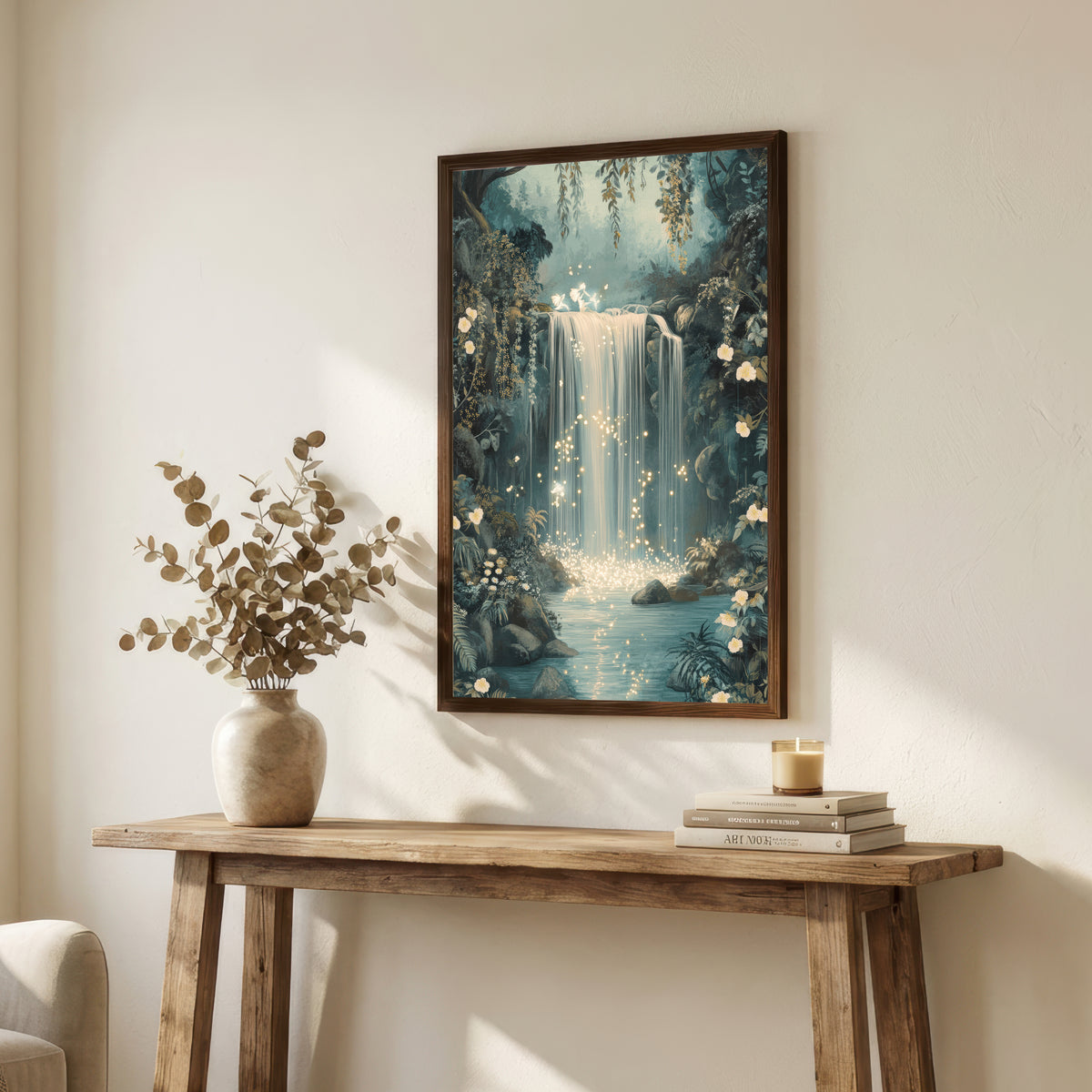 Enchanted Forest Waterfall Art Print