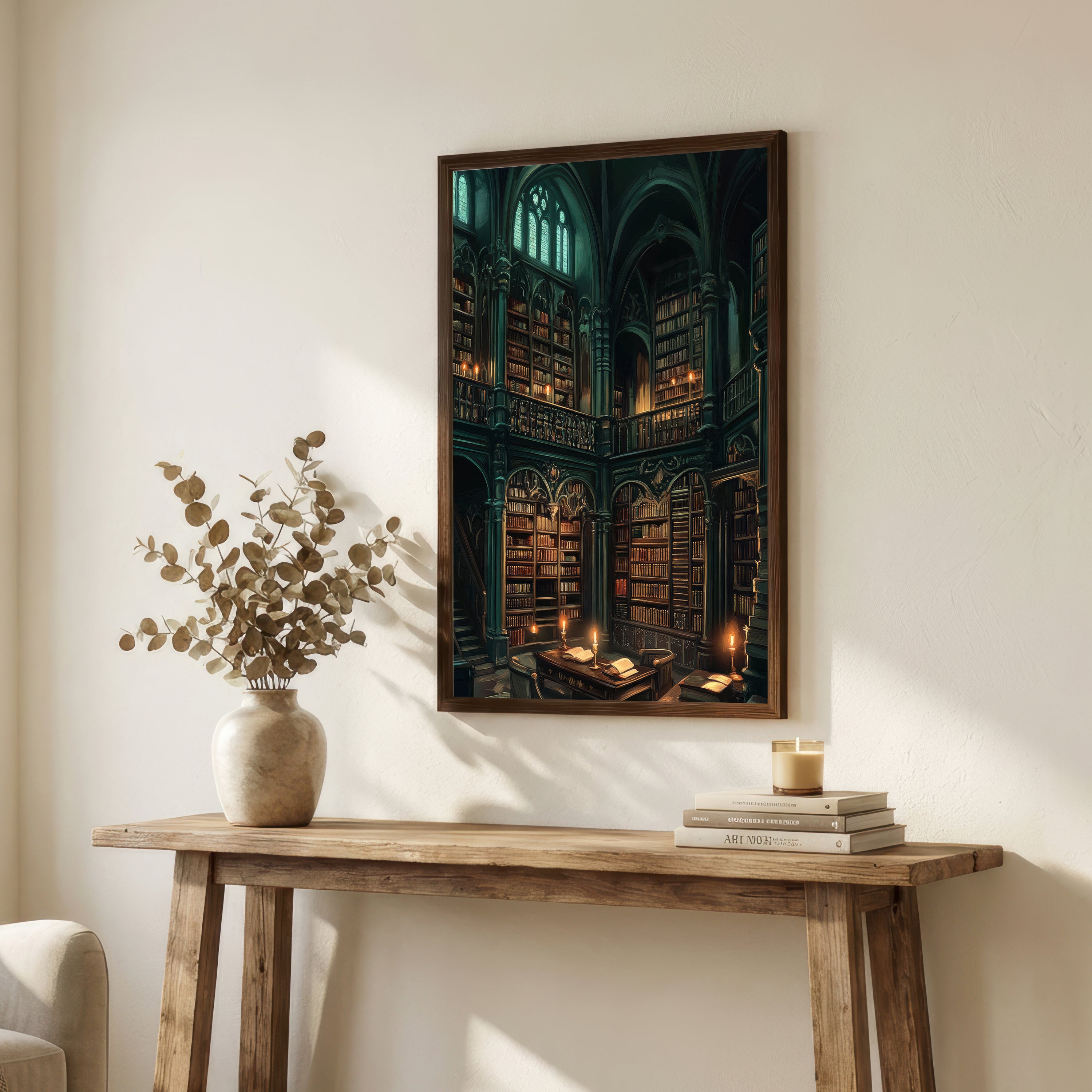 Gothic Library Dark Academia Art Print