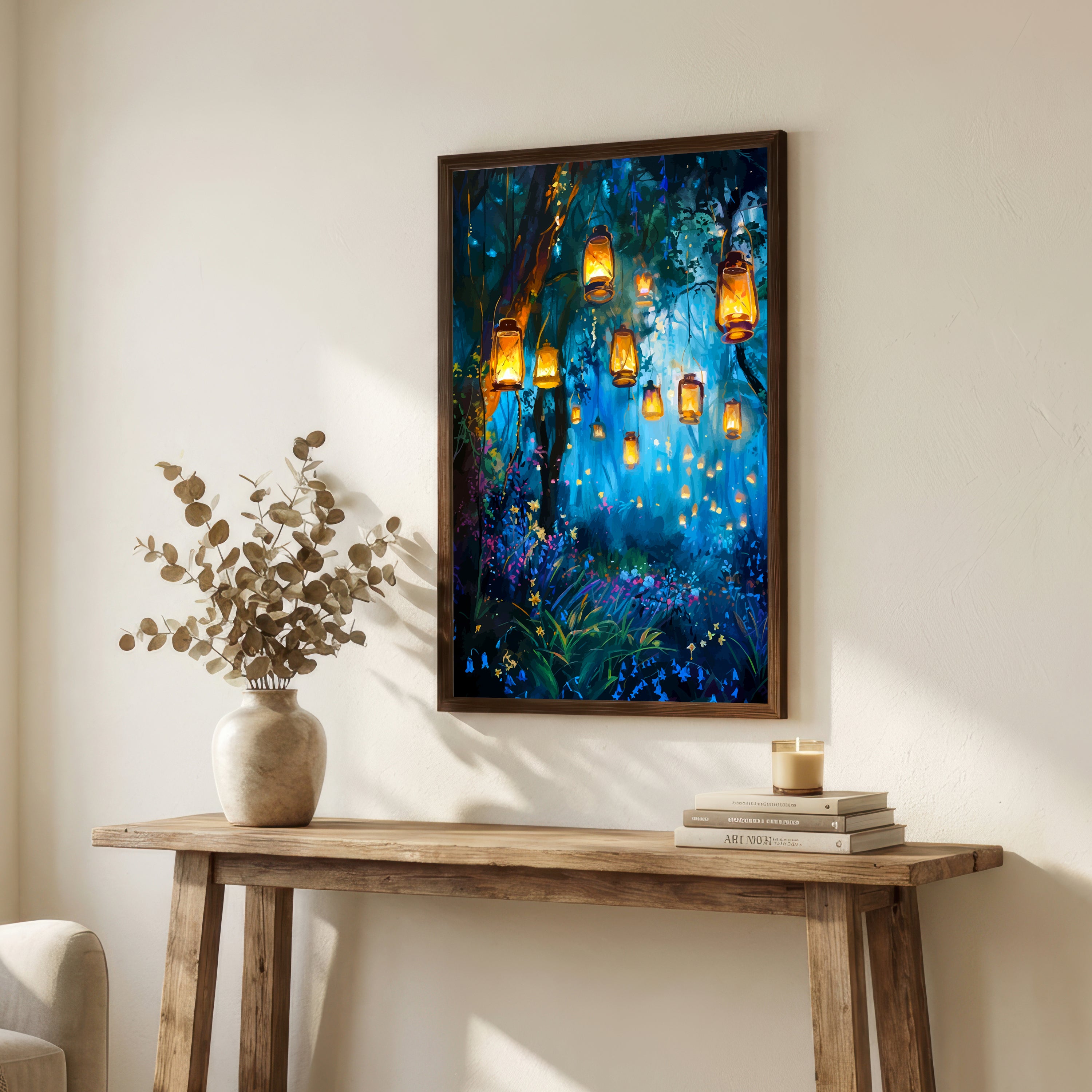 Enchanted Woodland Lanterns Art Print