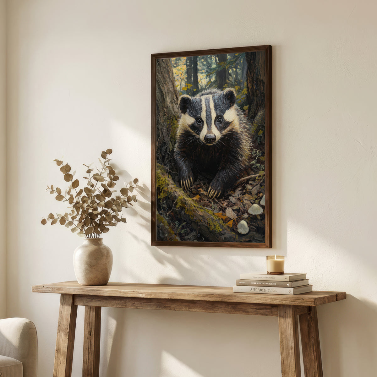 Badger Woodland Art Print