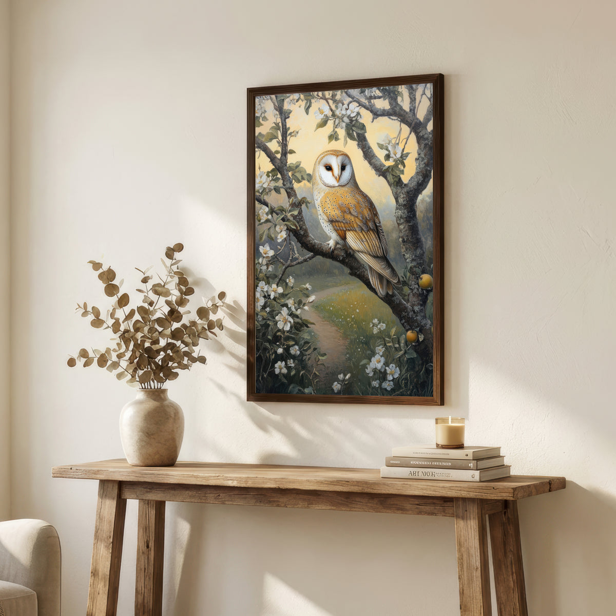 Barn Owl Blossom Art Print