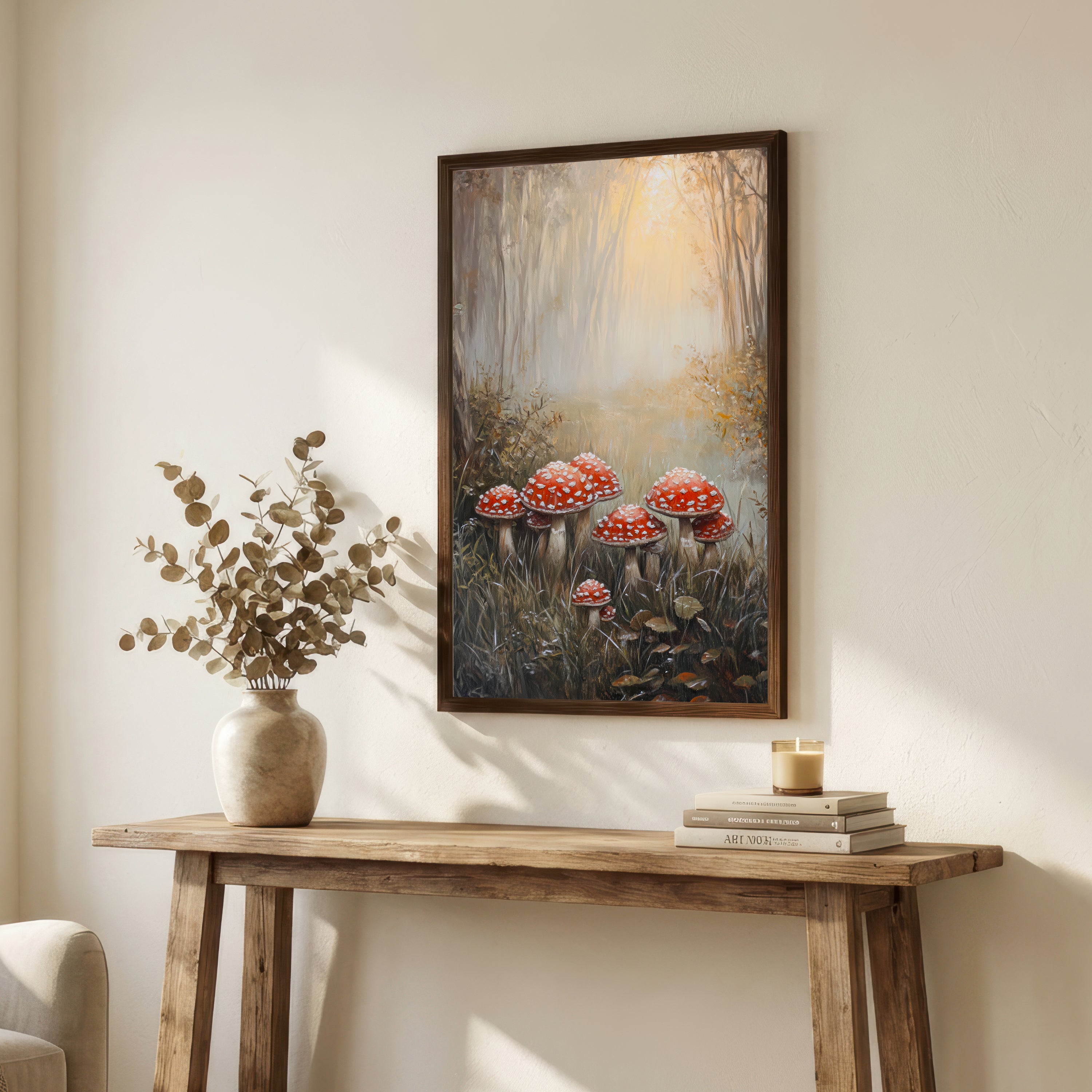 Red Toadstool Forest Art Print