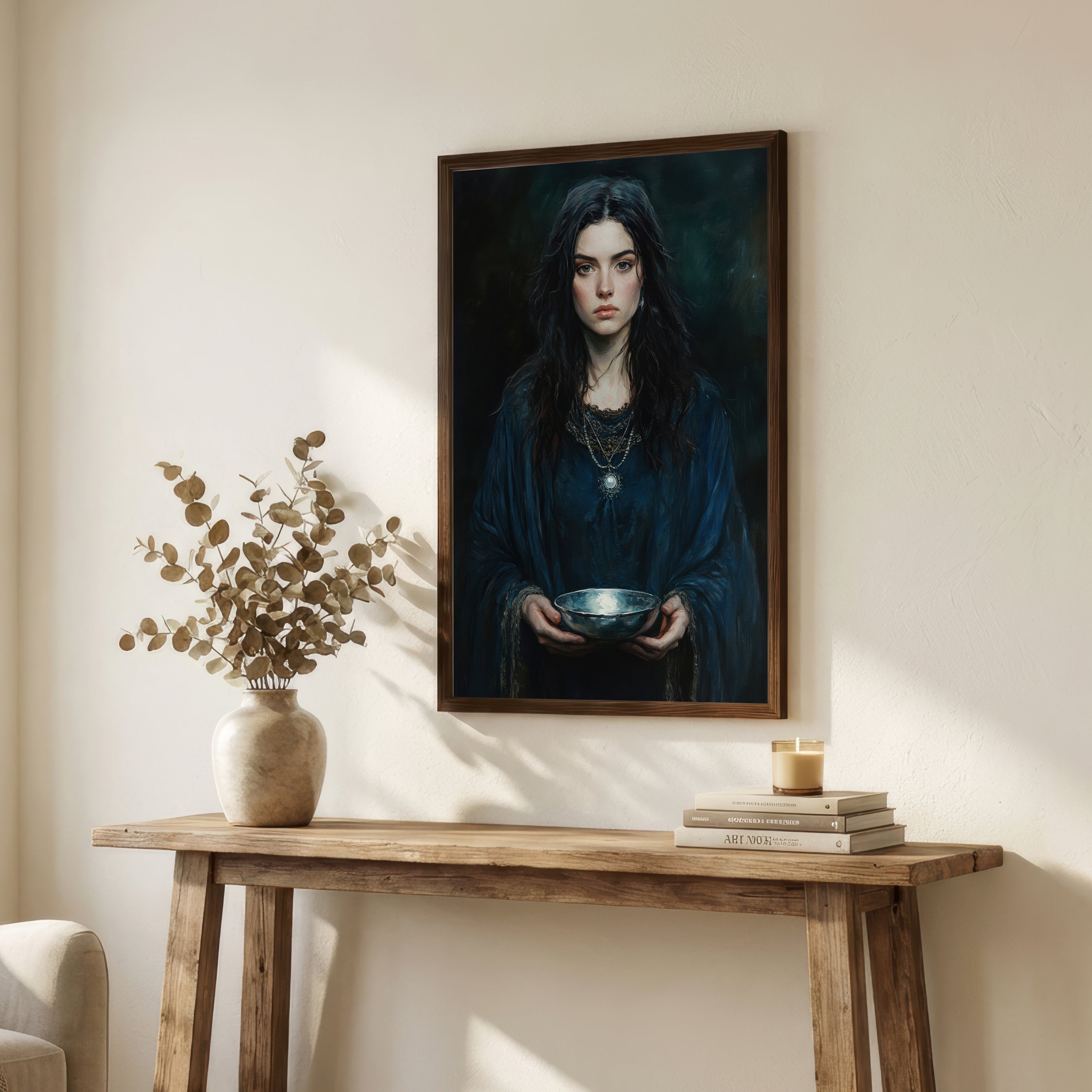 Gothic Woman with Bowl Art Print