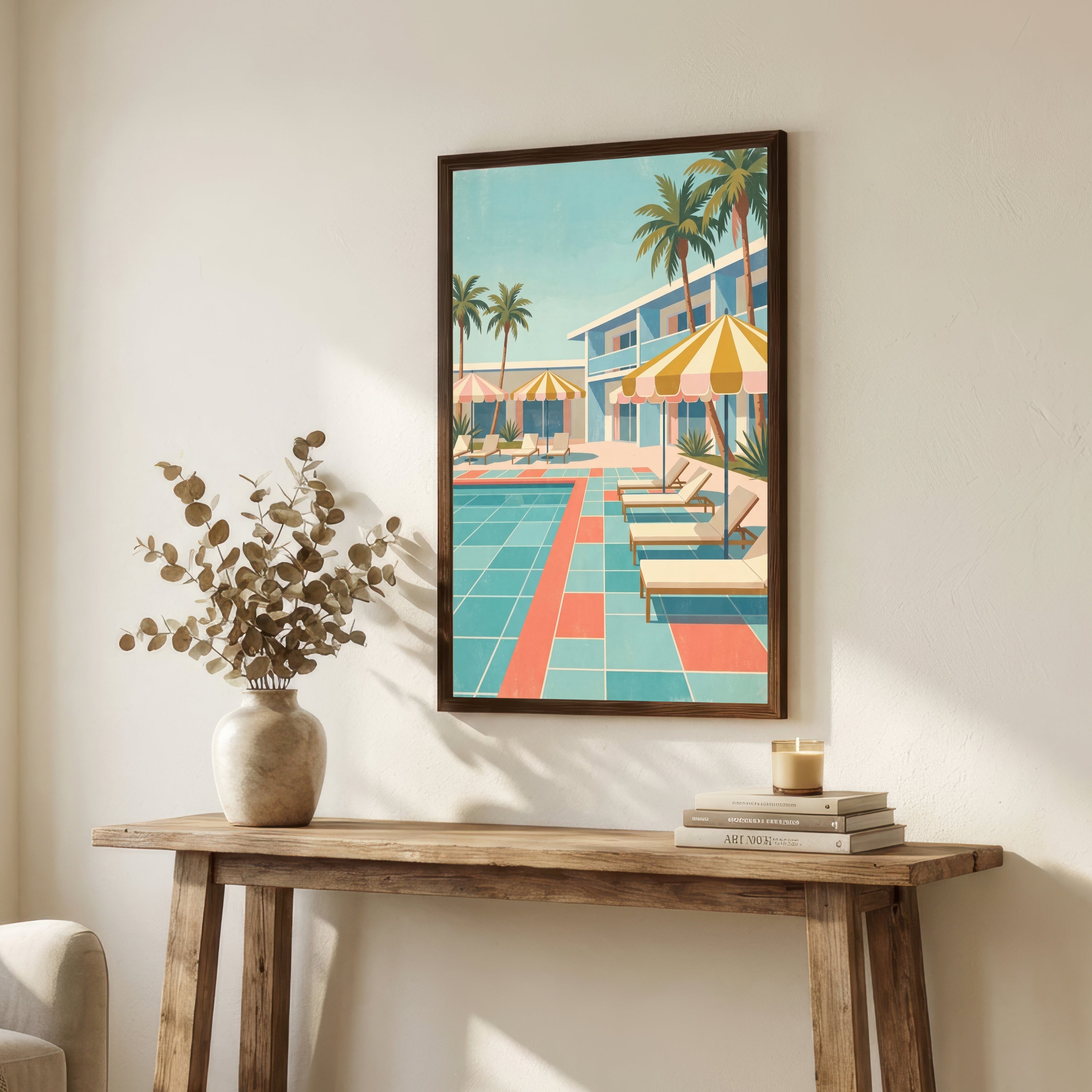 Retro Palm Poolside Art Print