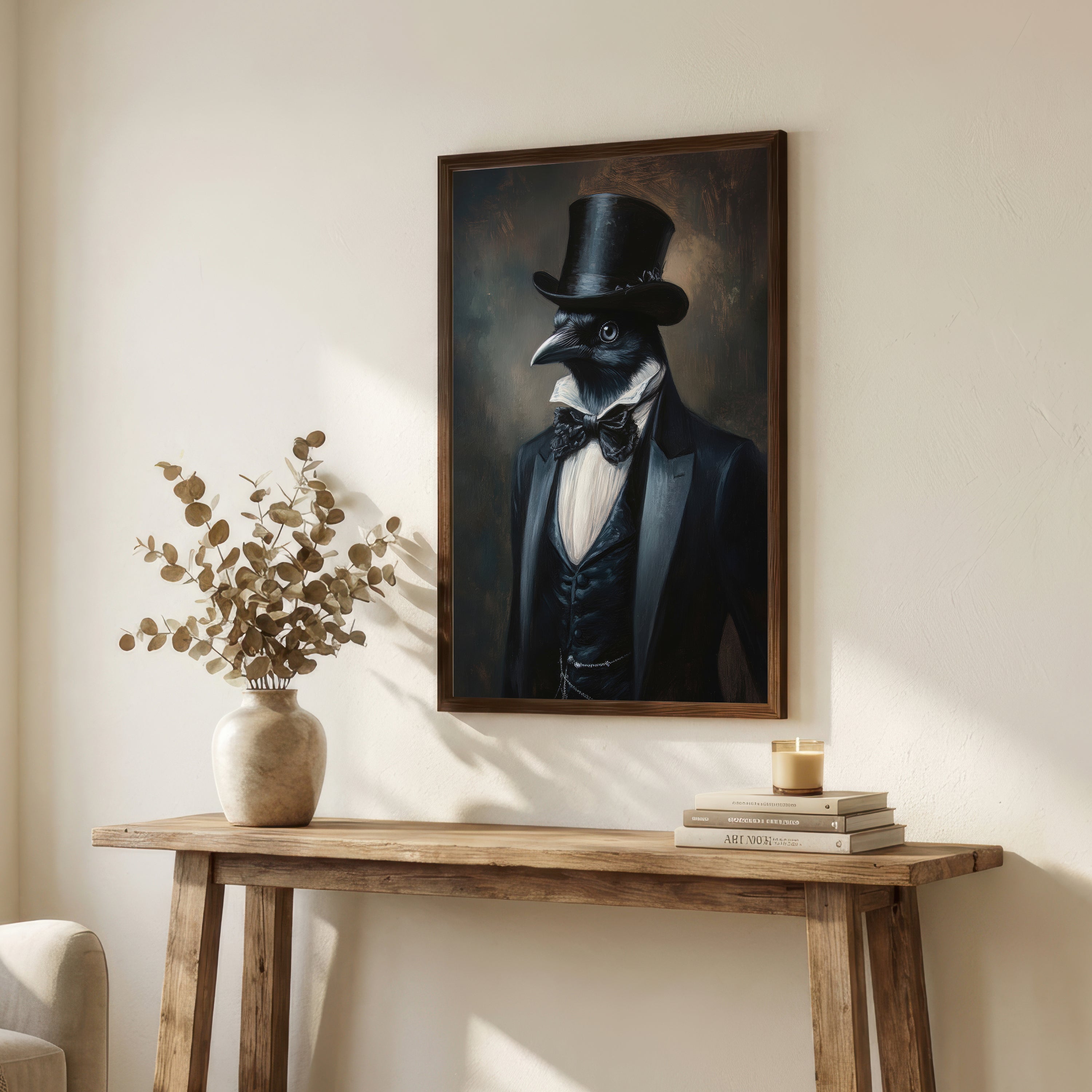 Raven Top Hat Dark Academia Art Print