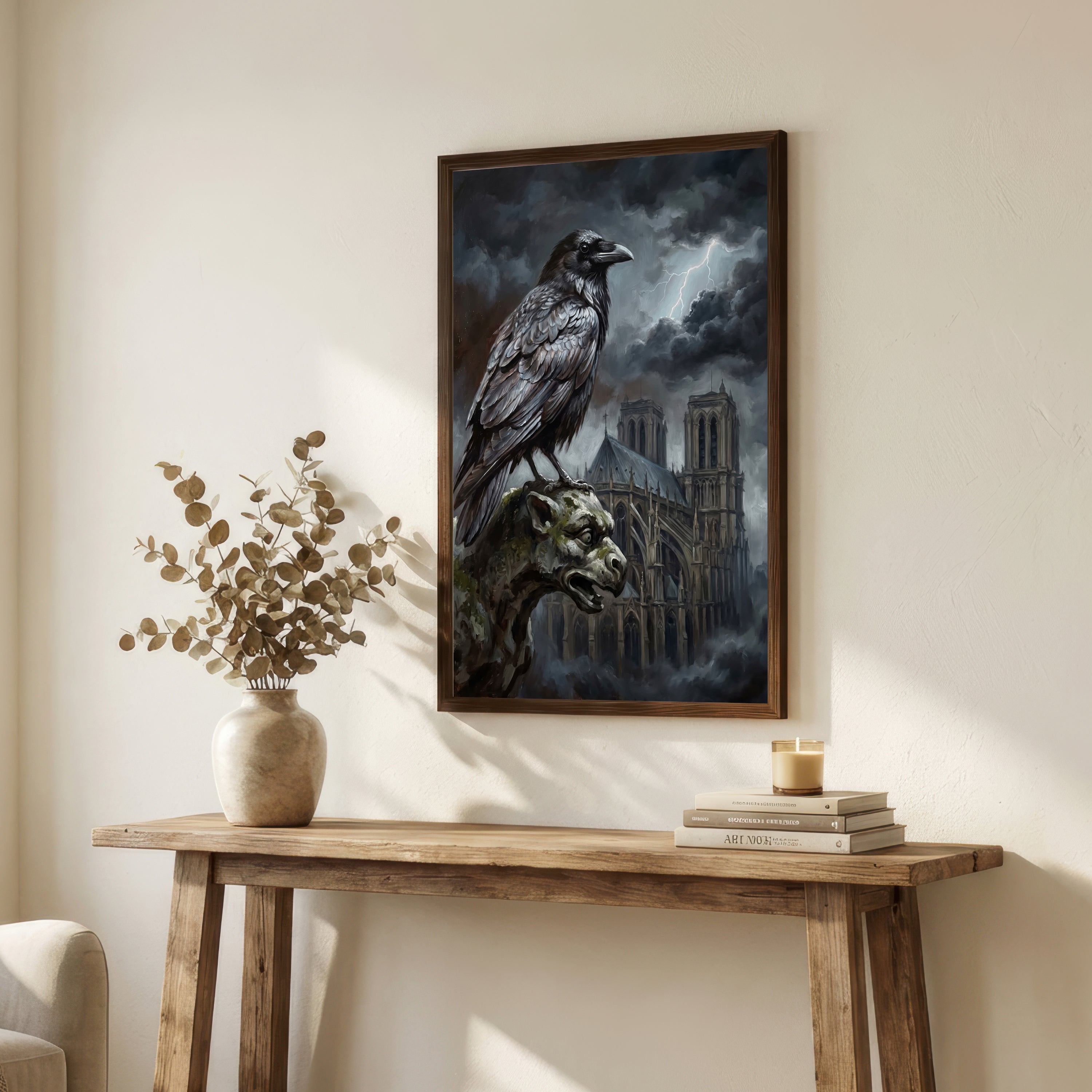 Raven Gargoyle Gothic Art Print