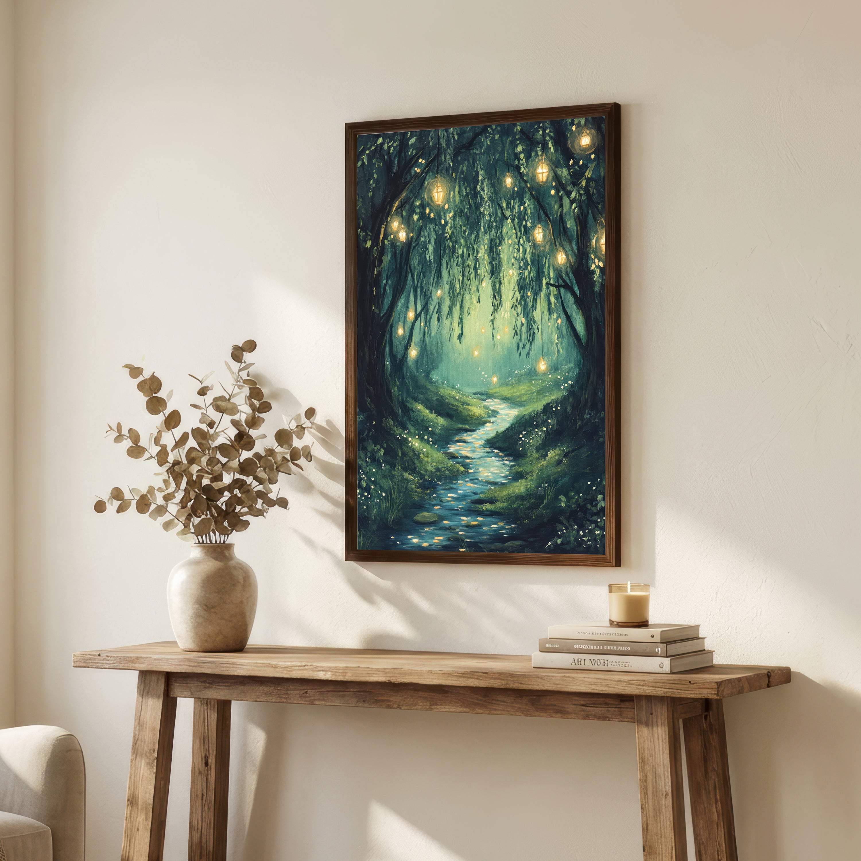 Enchanted Forest Lanterns Art Print