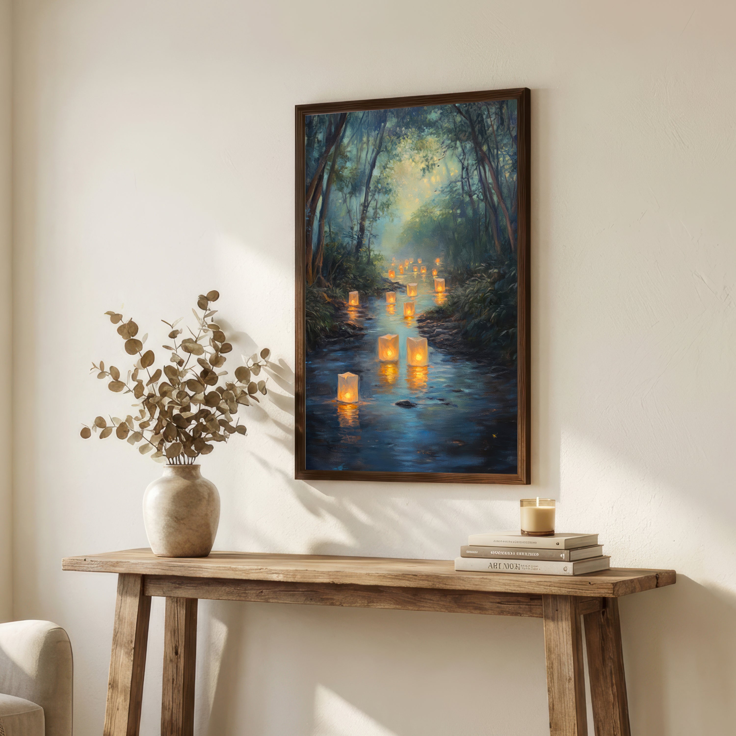Floating Lantern Forest Art Print