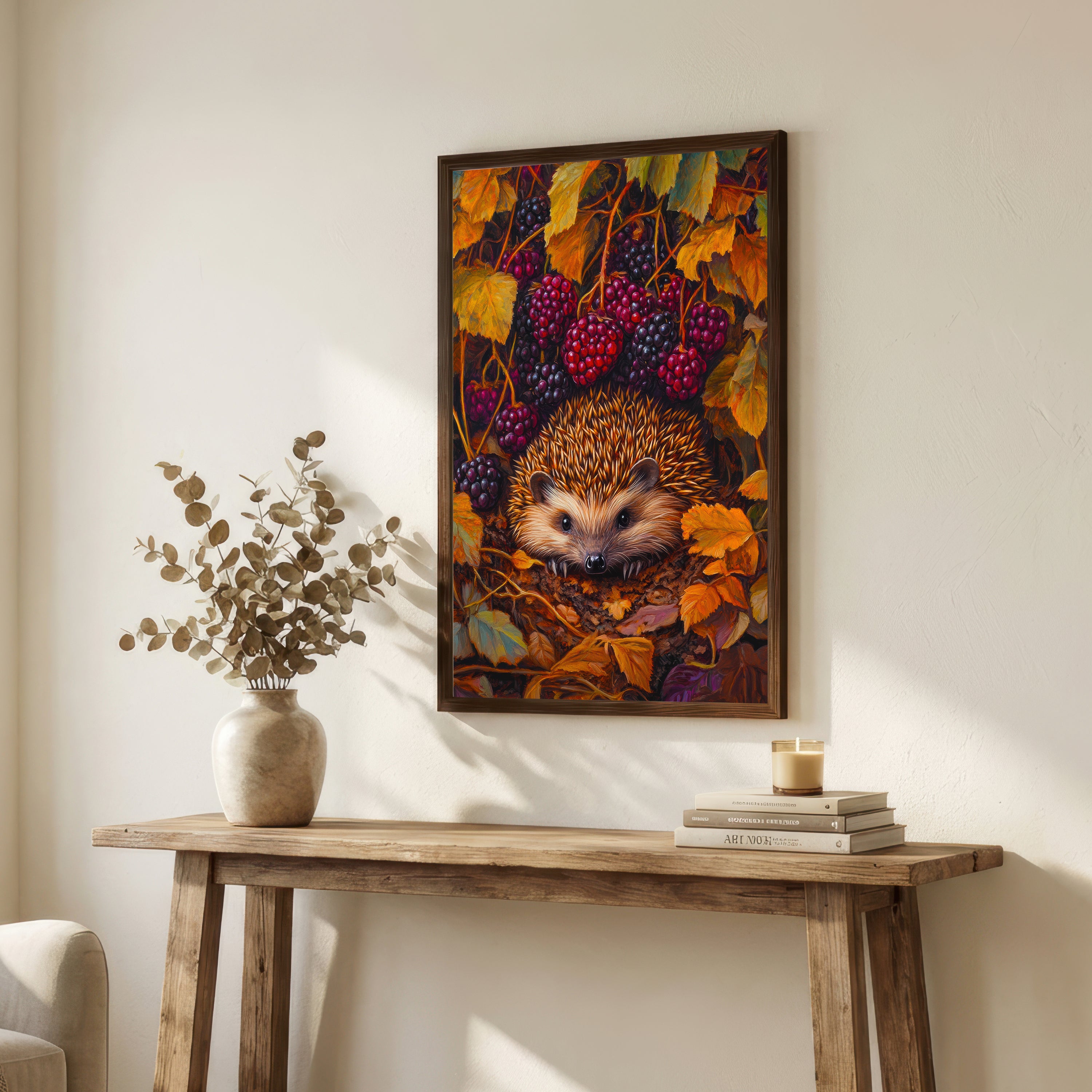 Hedgehog Blackberry Woodland Art Print