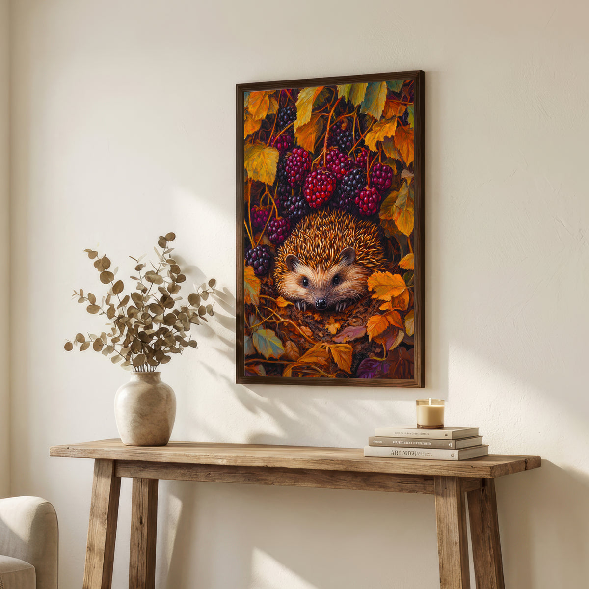 Hedgehog Blackberry Woodland Art Print