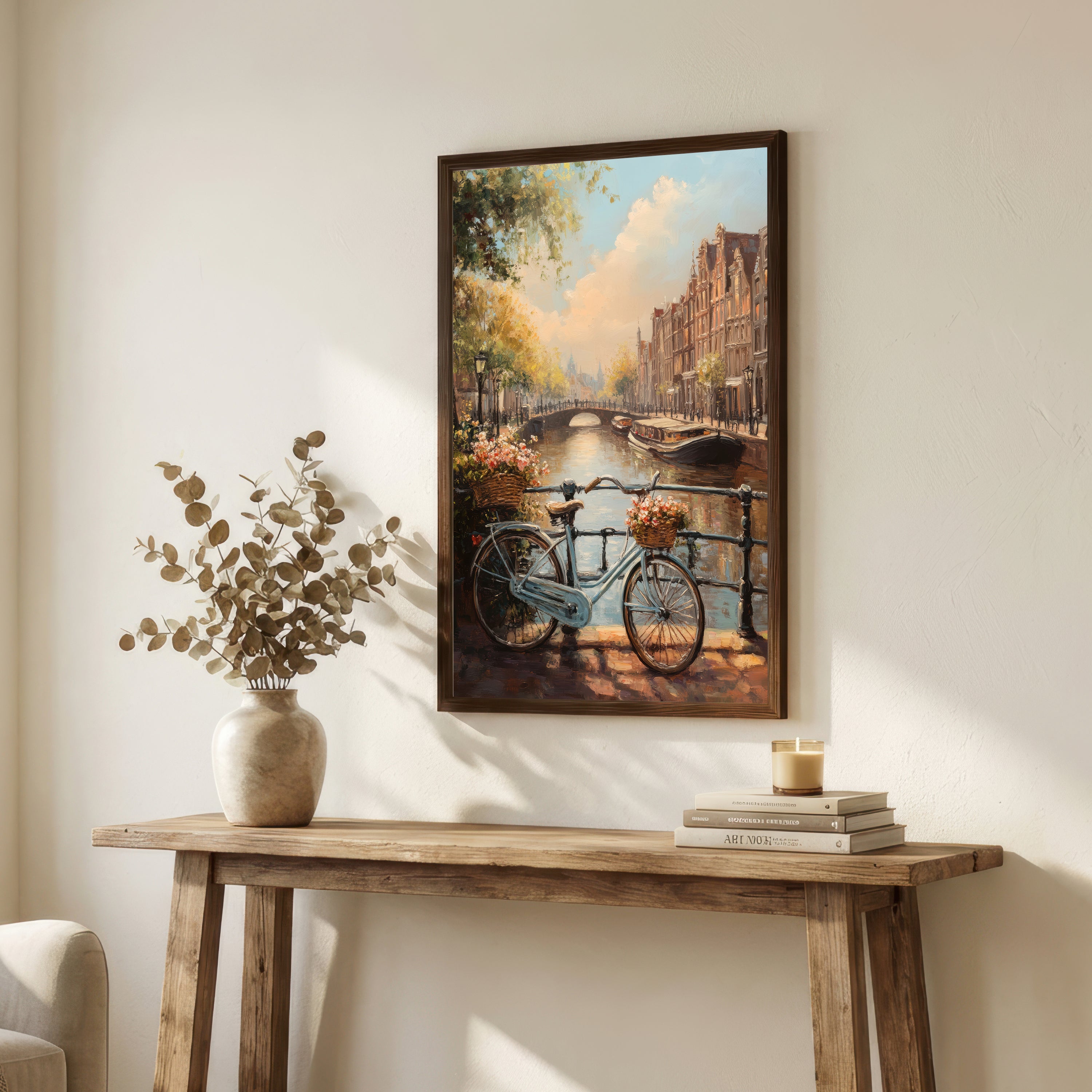 Canal Bicycle Impressionist Art Print