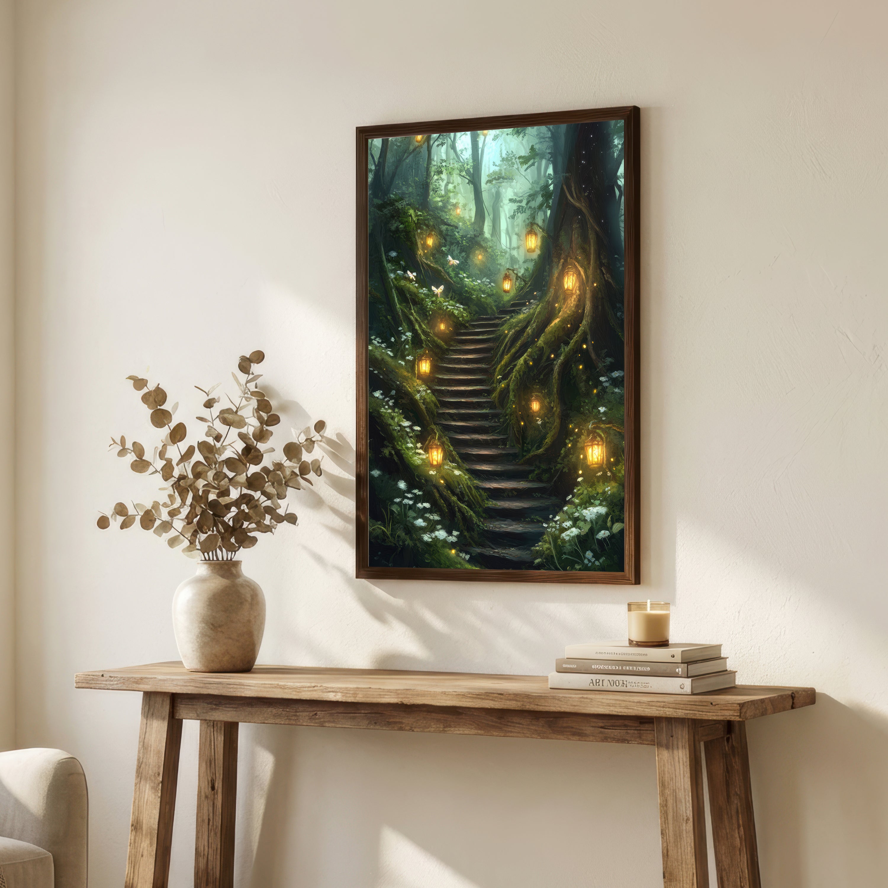 Enchanted Forest Lantern Path Art Print