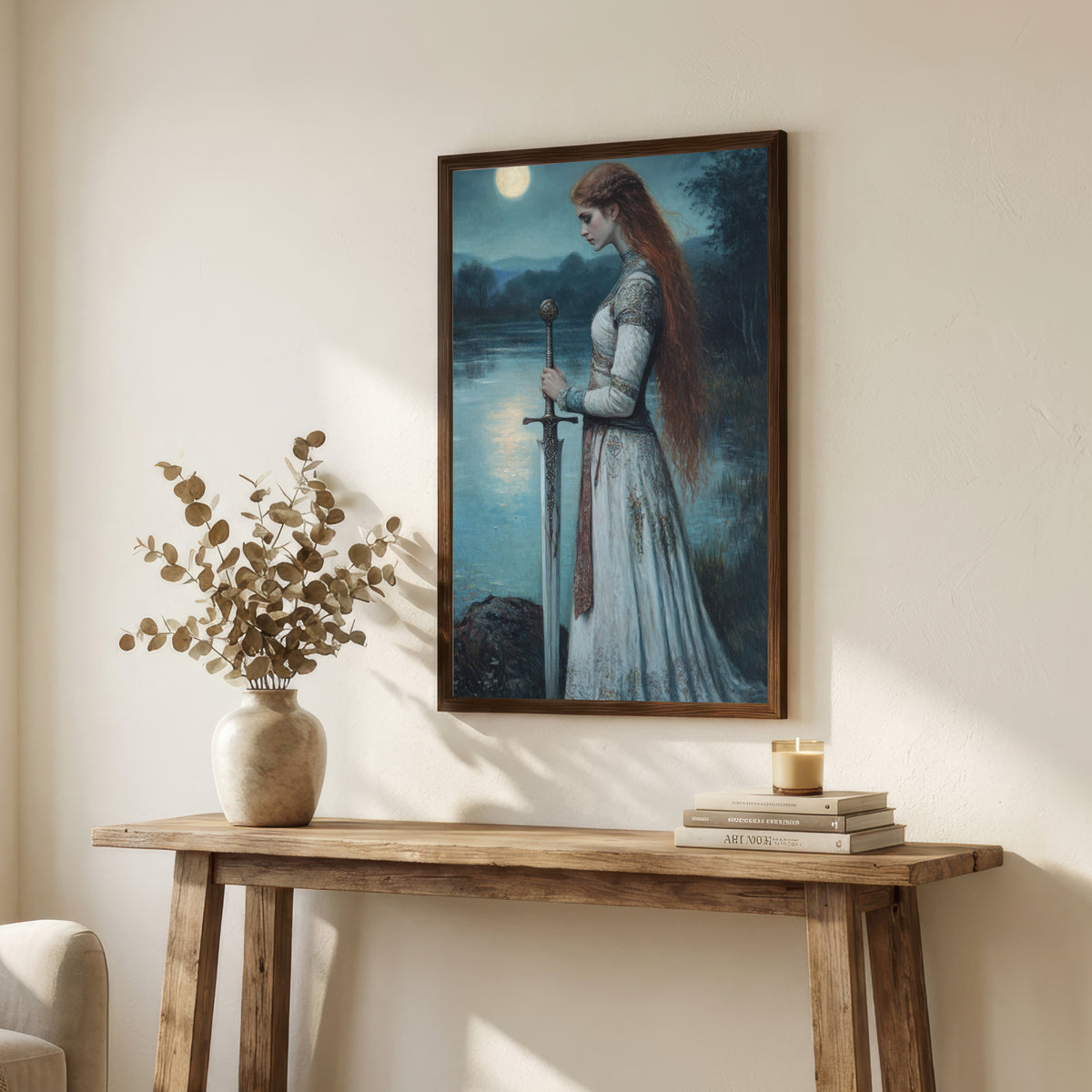 Moonlit Woman Knight Art Print