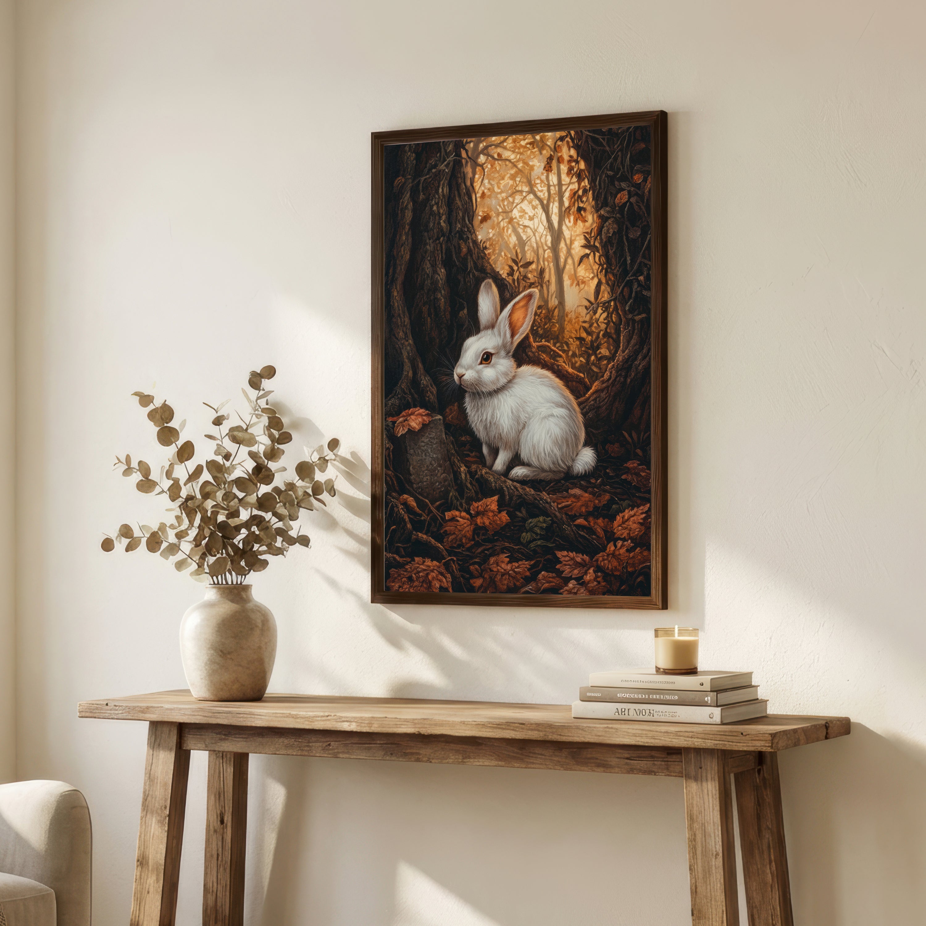 White Rabbit Woodland Art Print