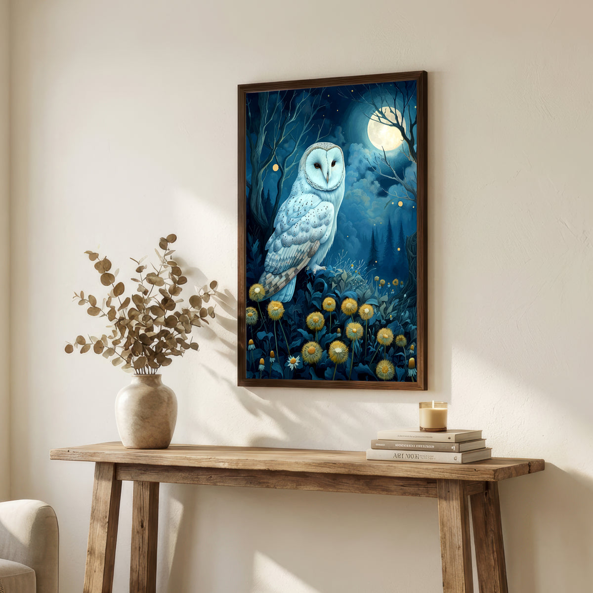 Barn Owl Moonlit Forest Art Print