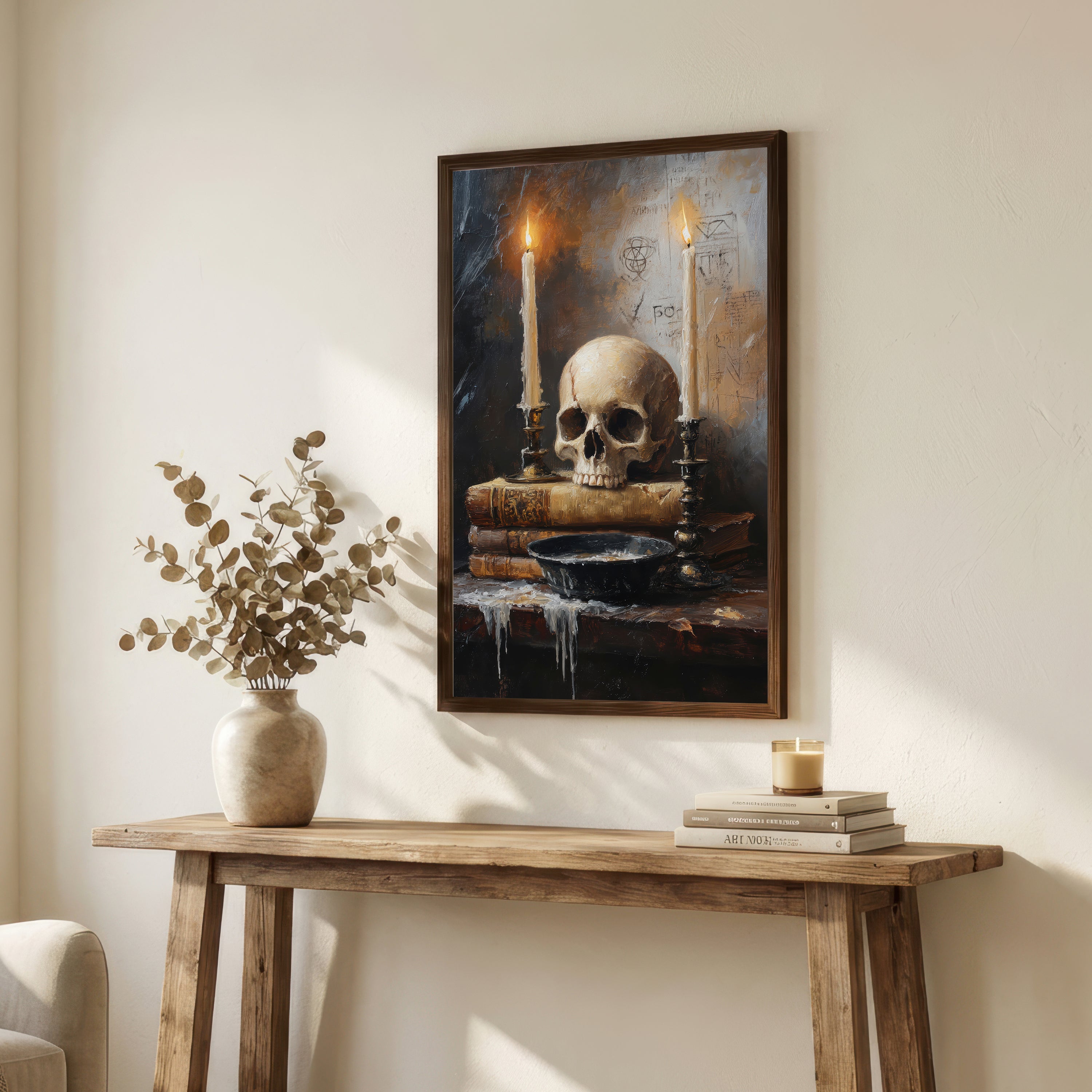 Gothic Skull Candle Still Life Art Print