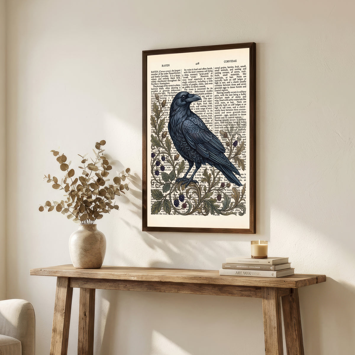 Vintage Raven Botanical Art Print