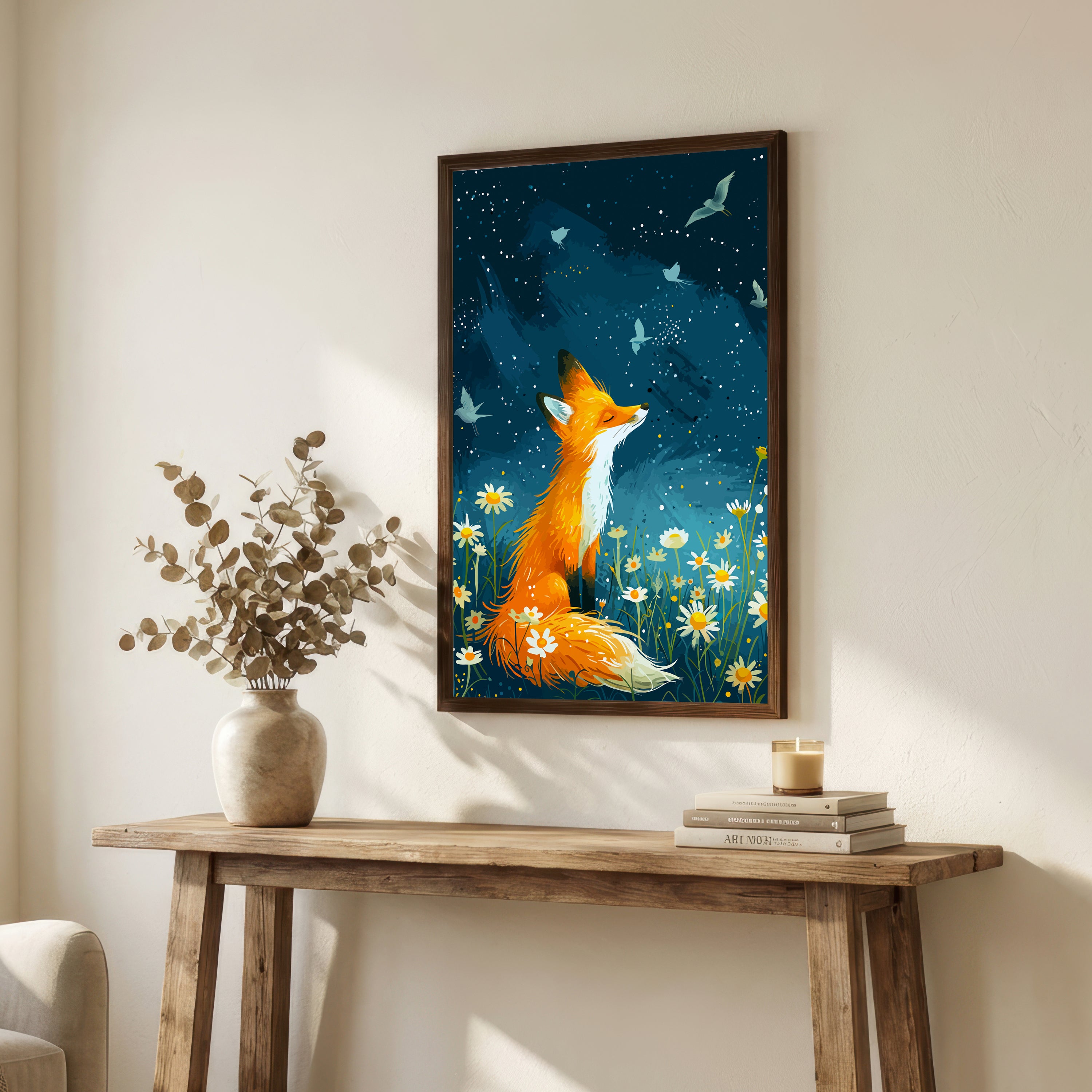 Whimsical Fox Meadow Art Print