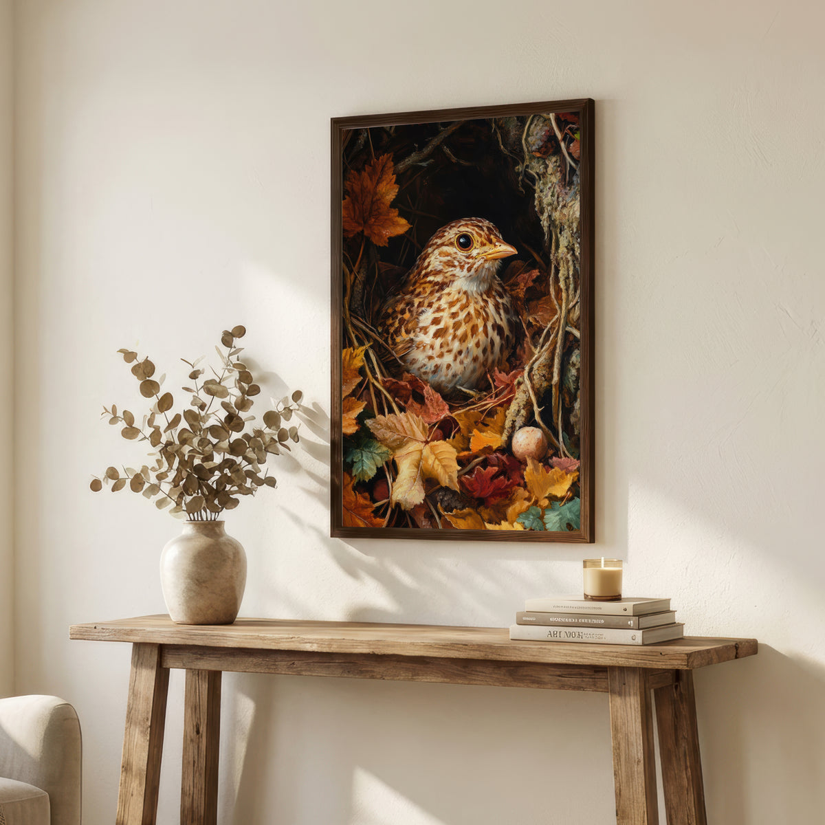 Song Thrush Autumn Woodland Art Print