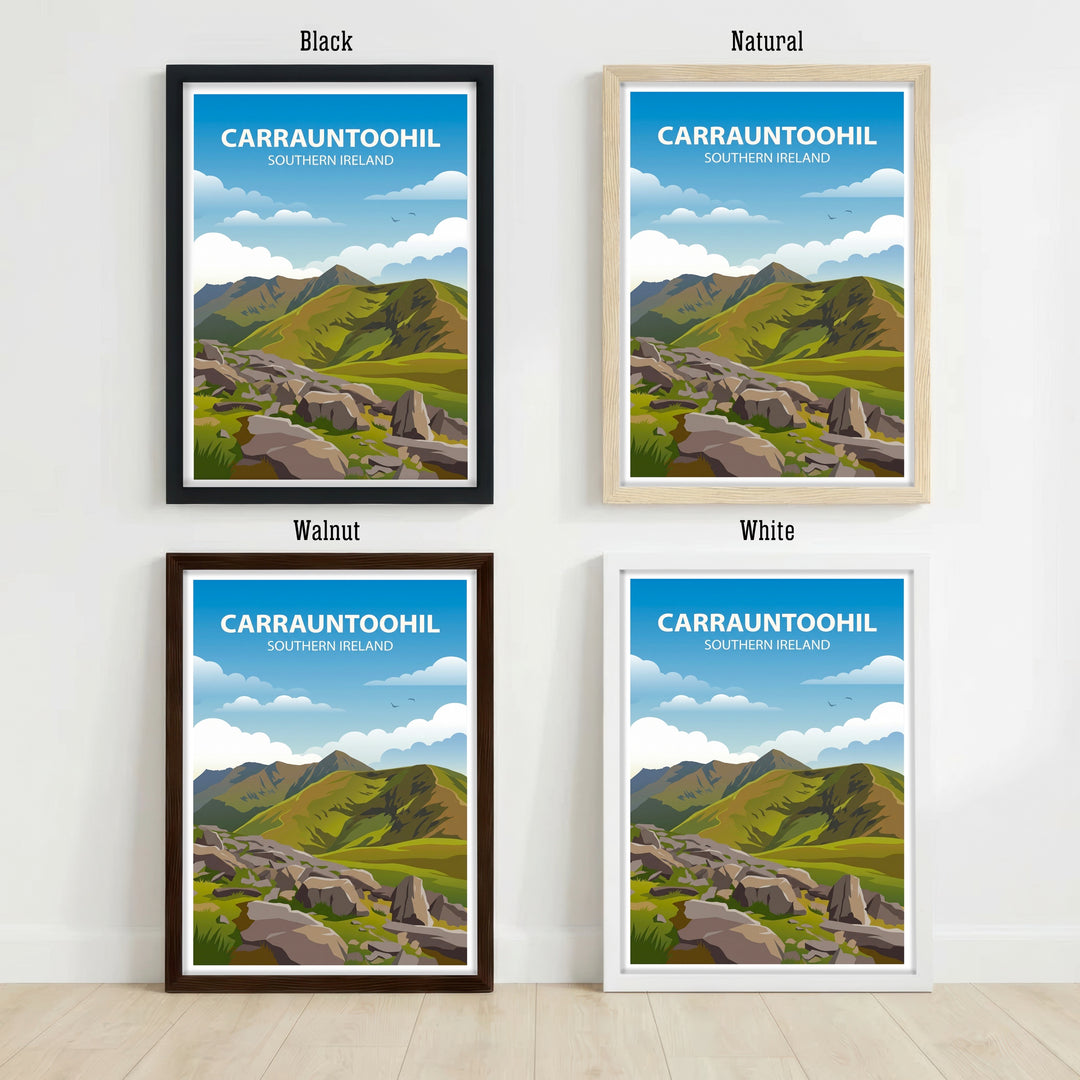 Carrauntoohil Ireland Mountain Landscape Travel Poster Print – Scenic Irish Nature Wall Art