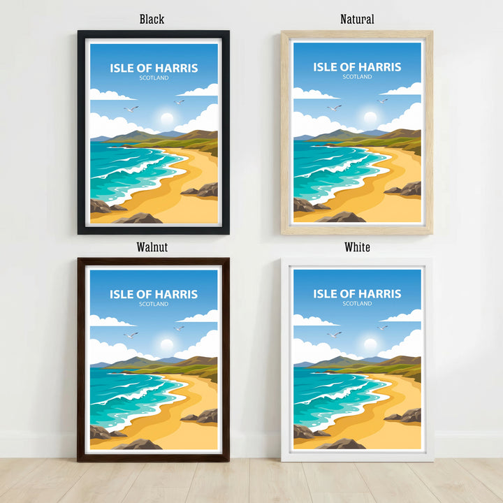 Isle of Harris Scotland Travel Poster: Coastal Landscape Wall Art