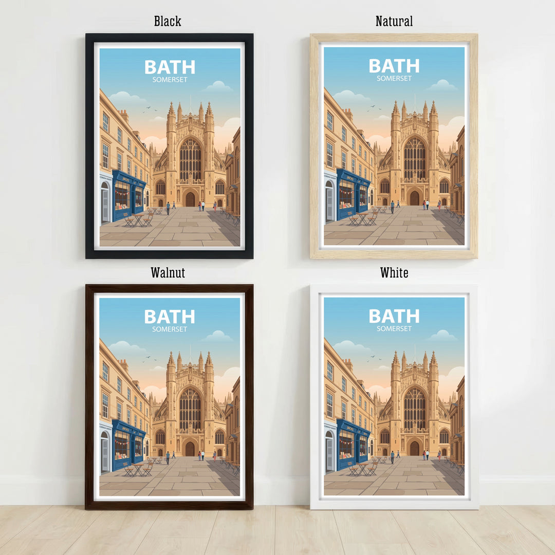 Bath Somerset Travel Poster Print: Georgian Architecture, Historic Cityscape Wall Art