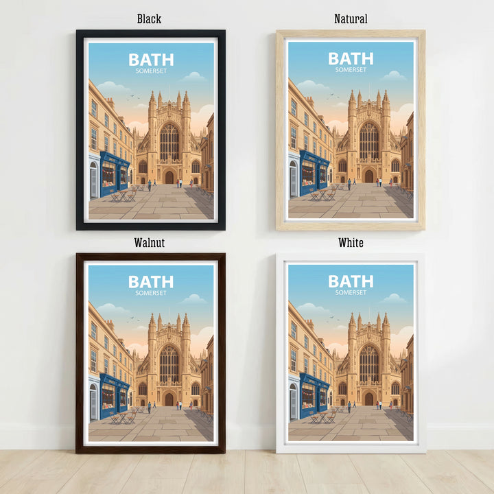 Bath Somerset Travel Poster Print: Georgian Architecture, Historic Cityscape Wall Art