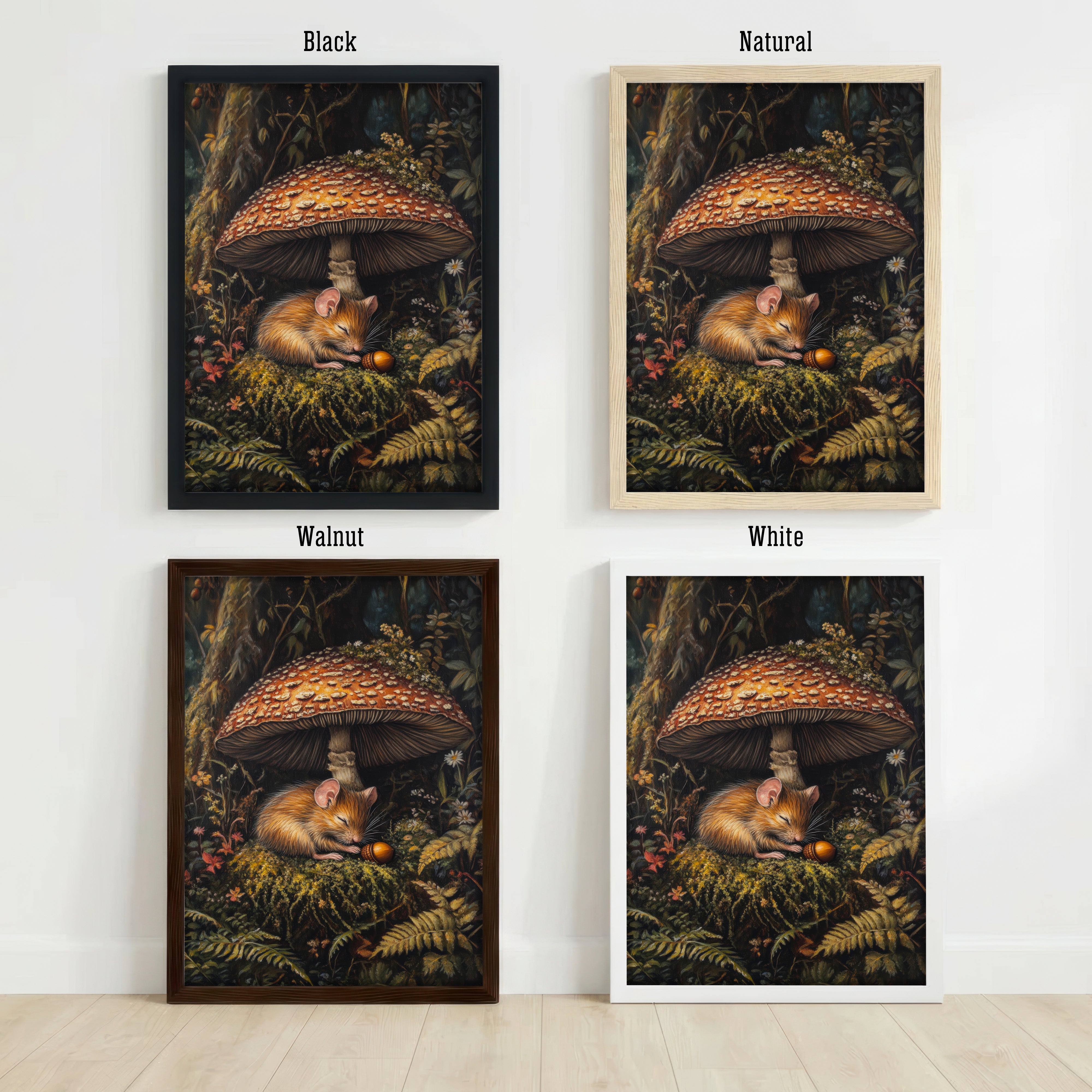 Woodland Mouse Mushroom Art Print