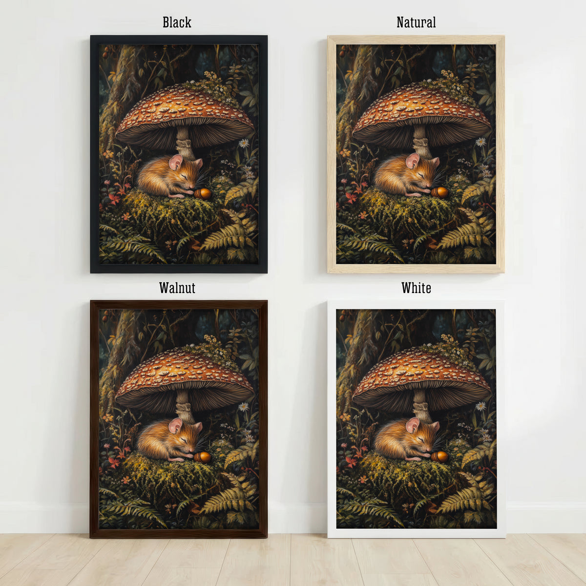 Woodland Mouse Mushroom Art Print