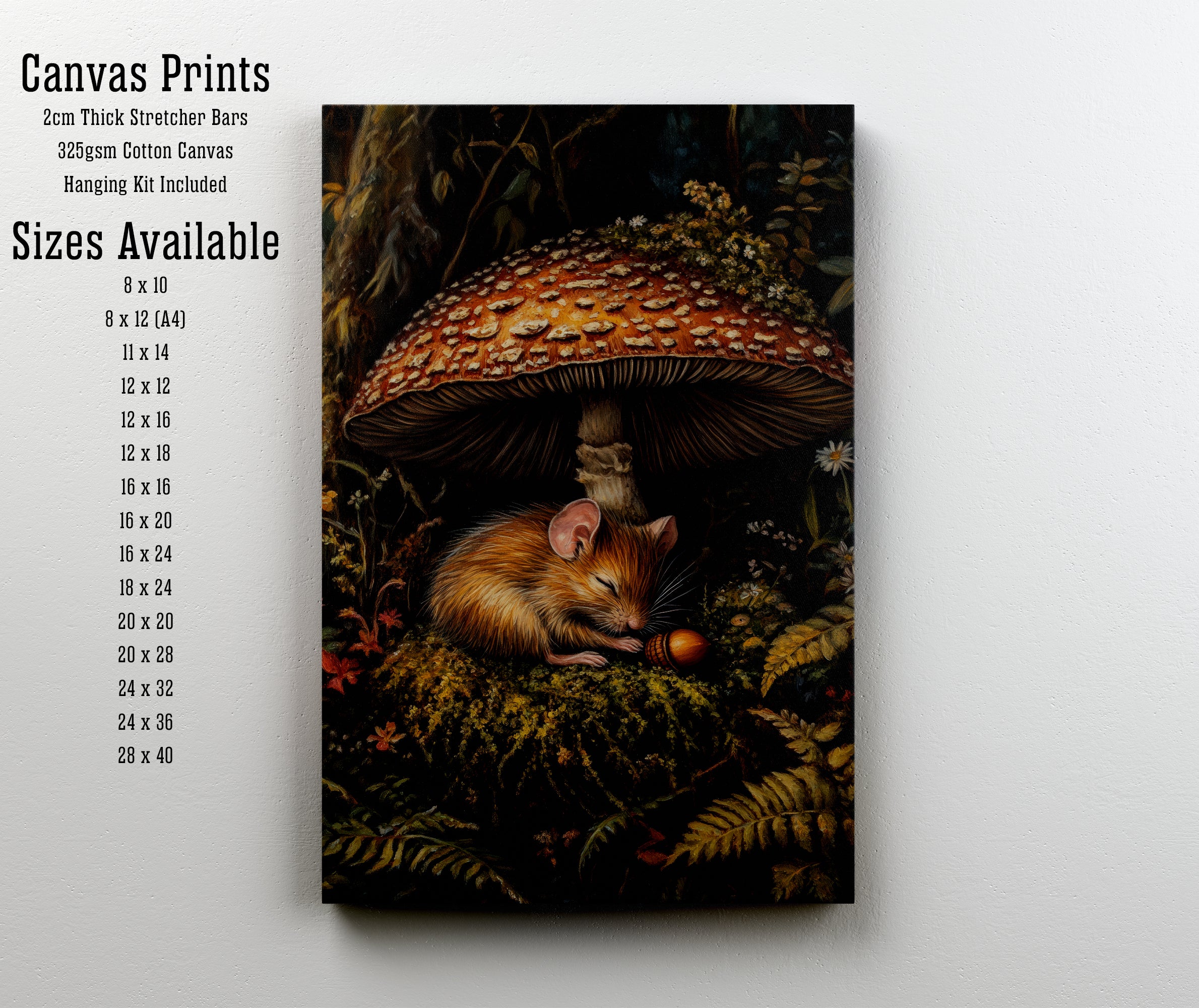 Woodland Mouse Mushroom Art Print