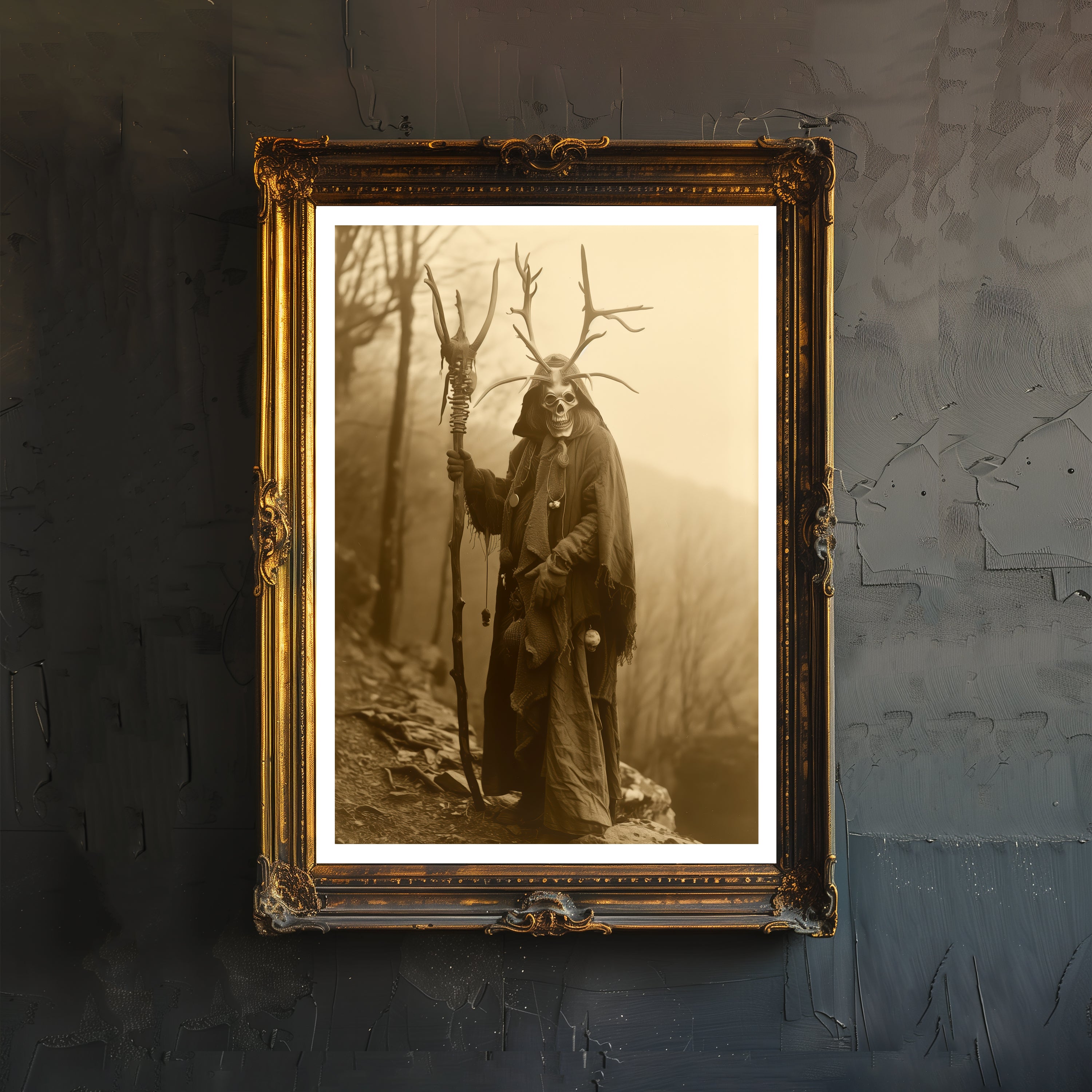 Antlered Skull Reaper Art Print