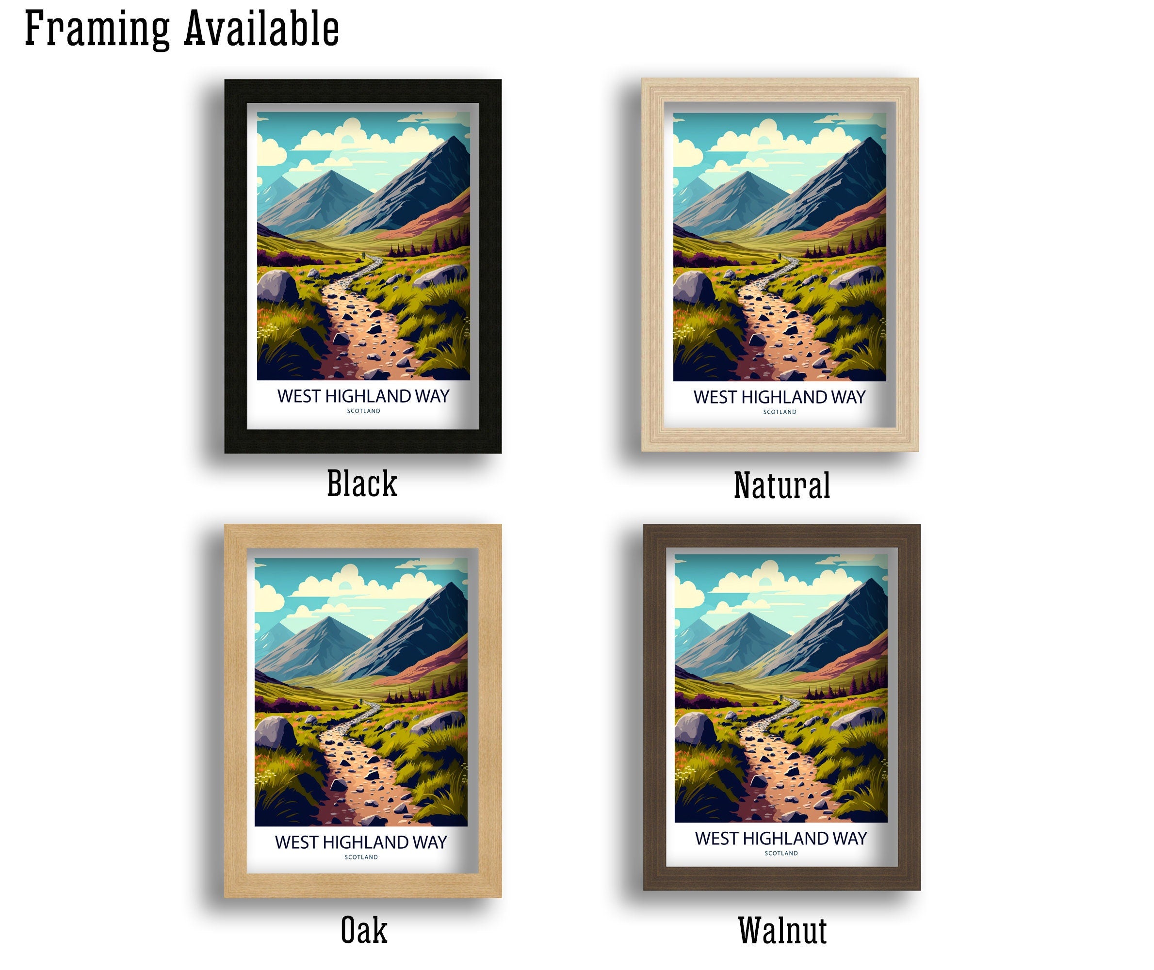 West Highland Way Scotland Art Print, Travel Poster
