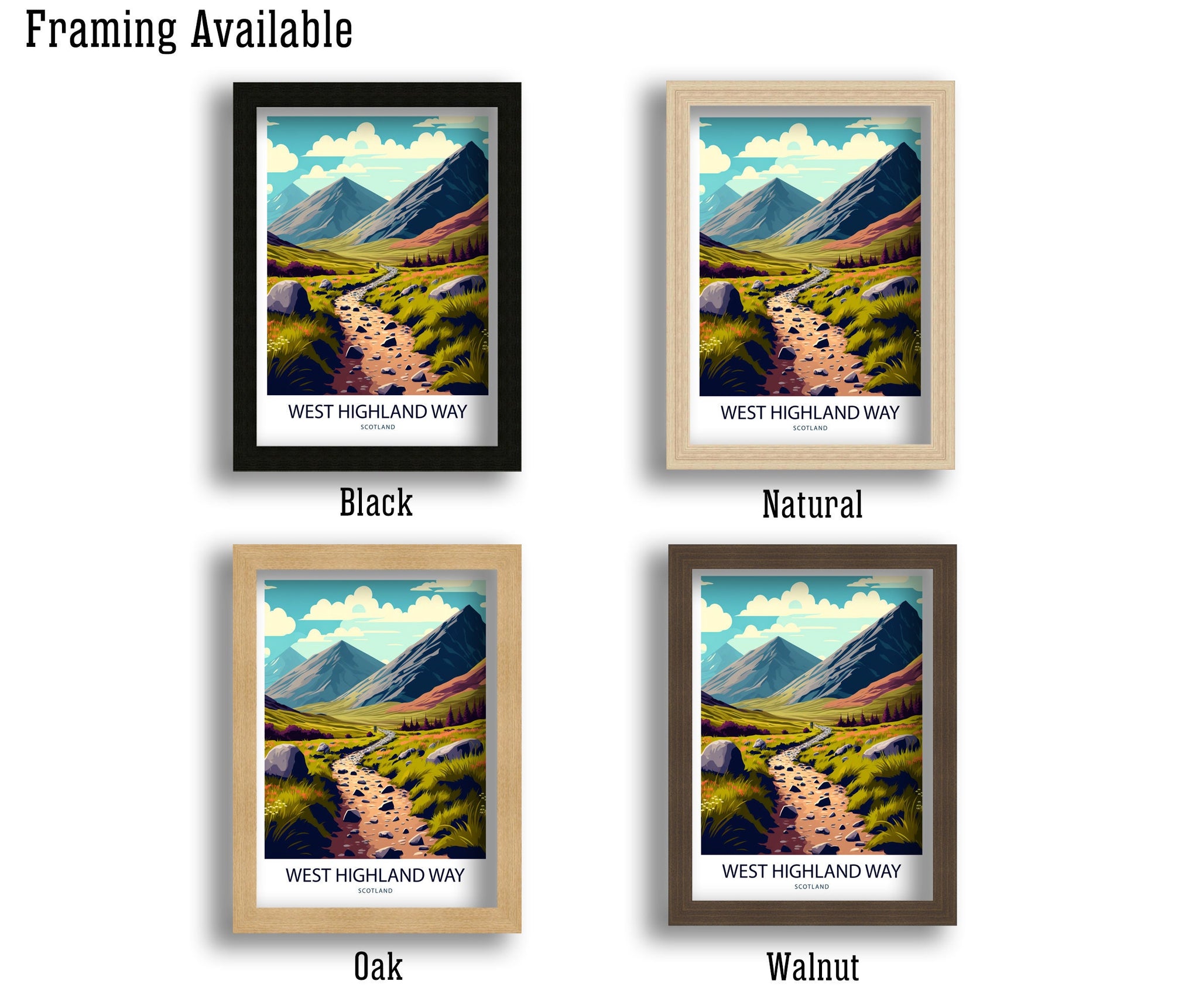 West Highland Way Scotland Art Print, Travel Poster