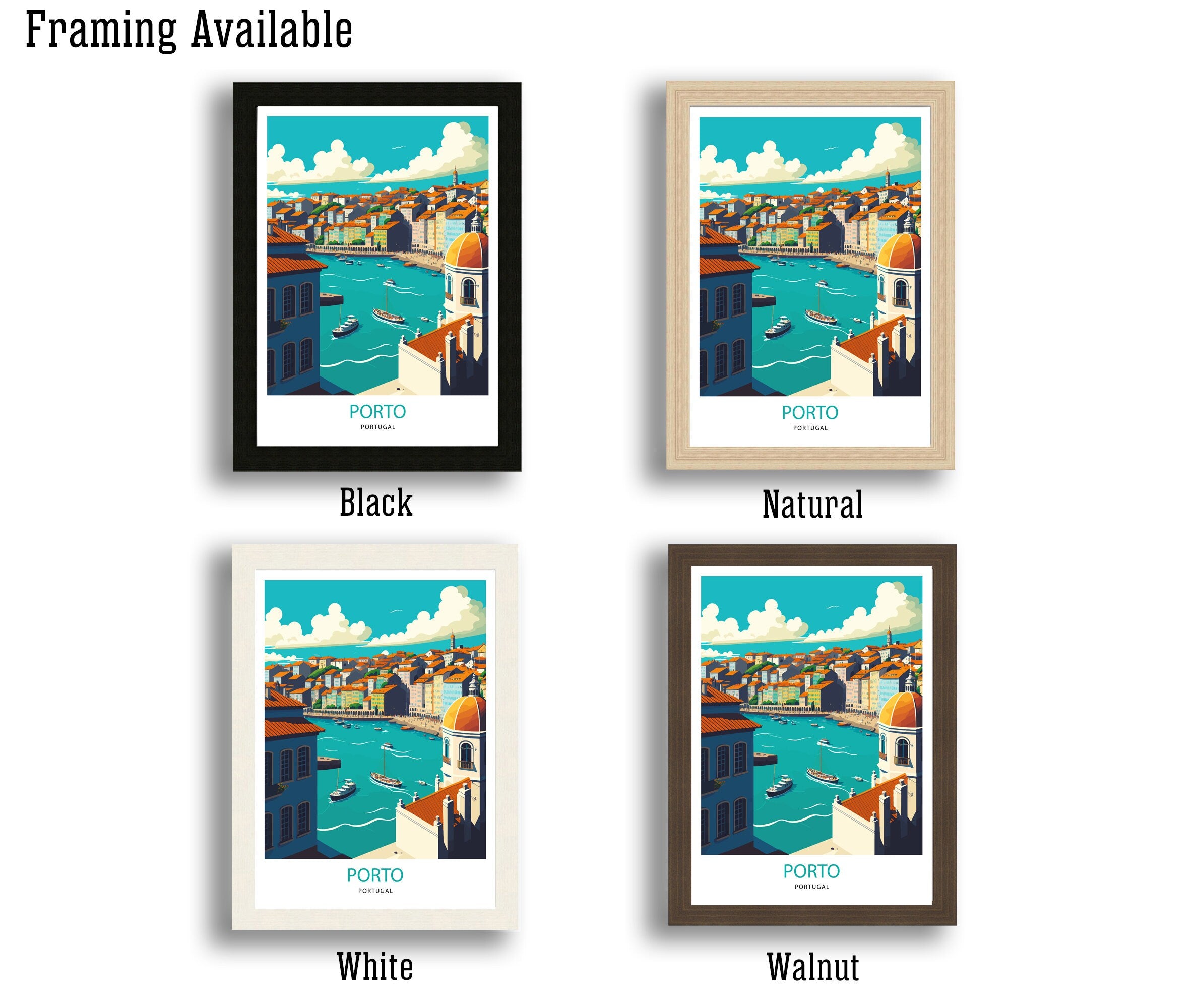 Porto Portugal Travel Poster, Coastal City Art Print