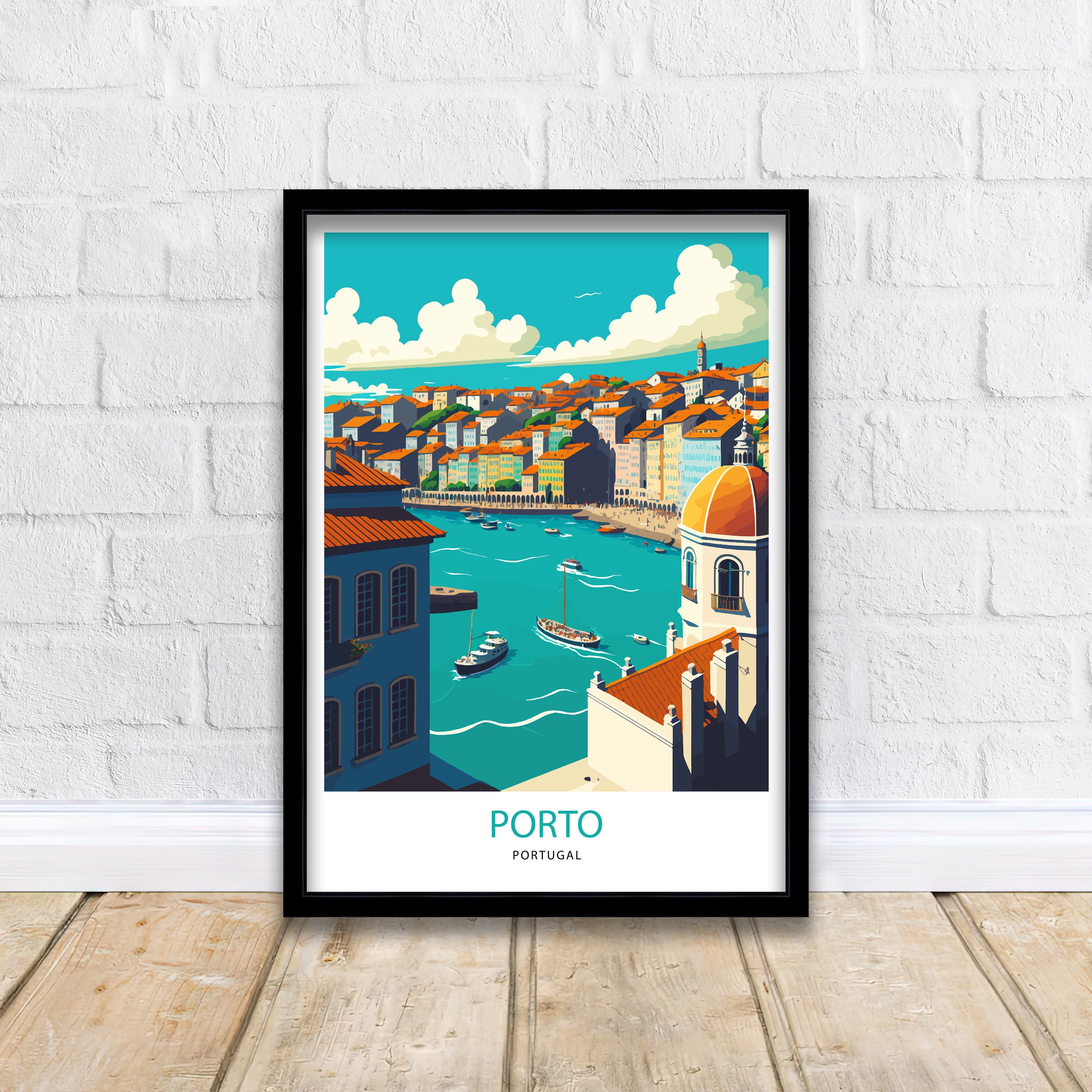 Porto Portugal Travel Poster, Coastal City Art Print
