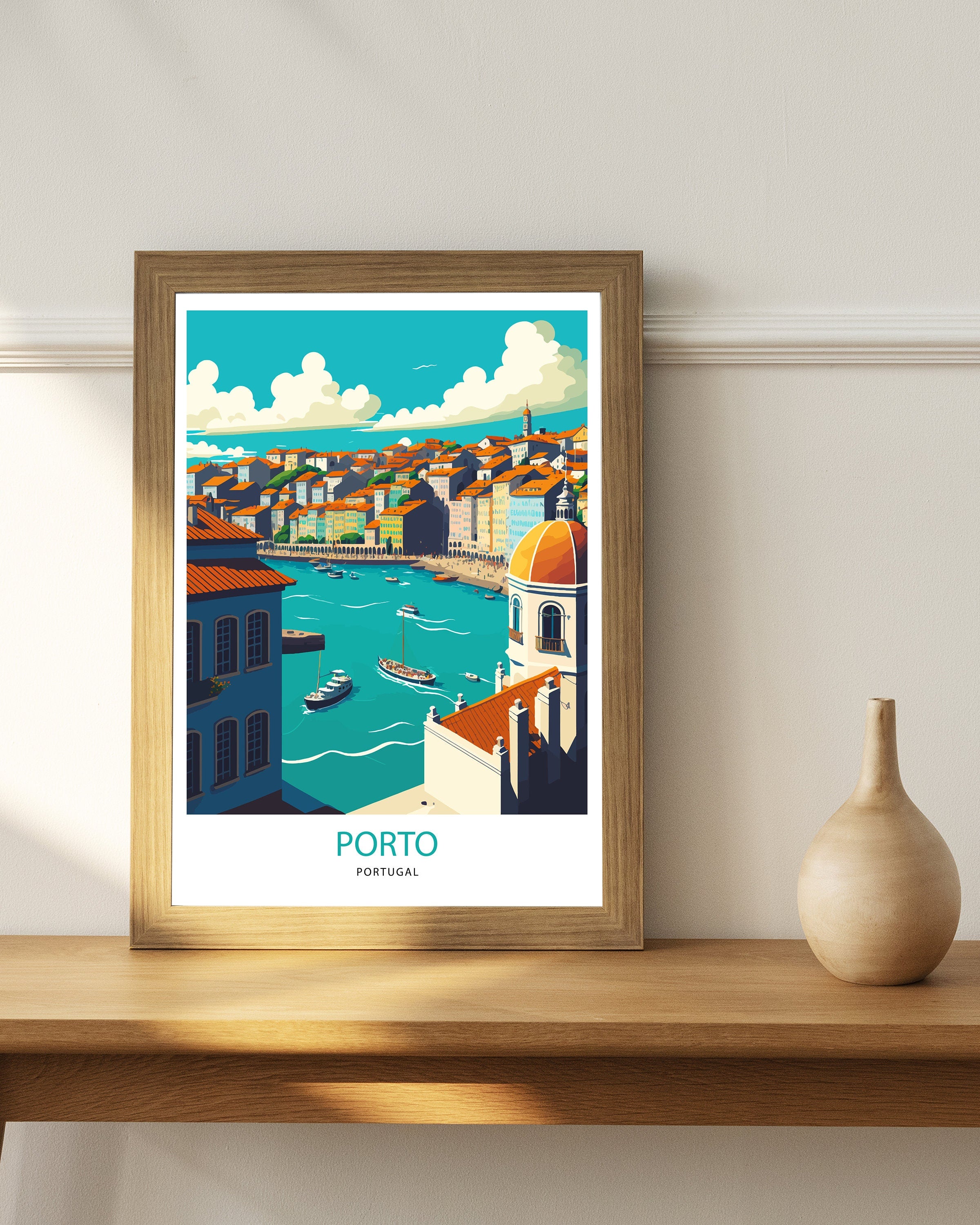 Porto Portugal Travel Poster, Coastal City Art Print