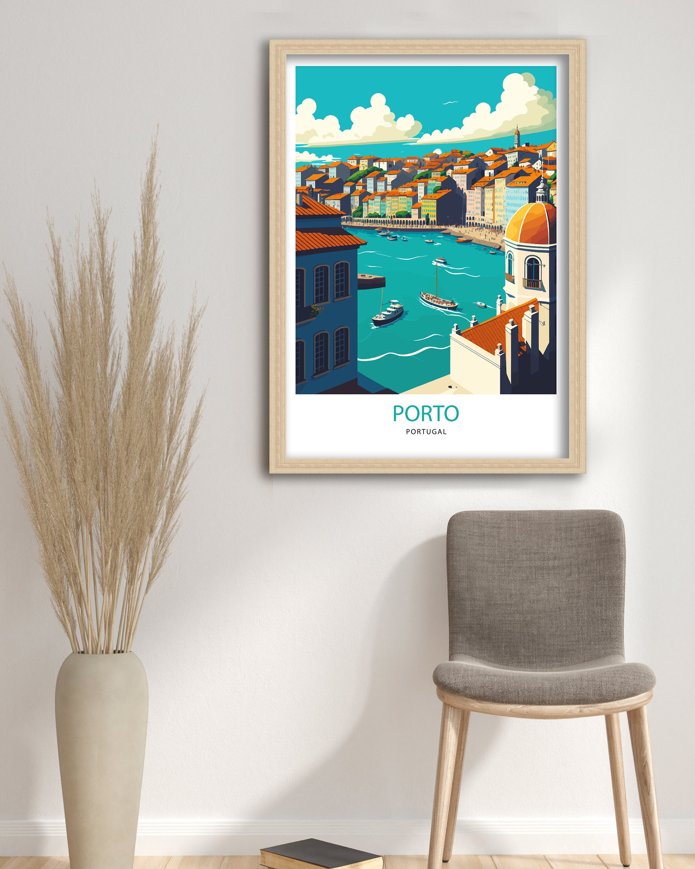 Porto Portugal Travel Poster, Coastal City Art Print