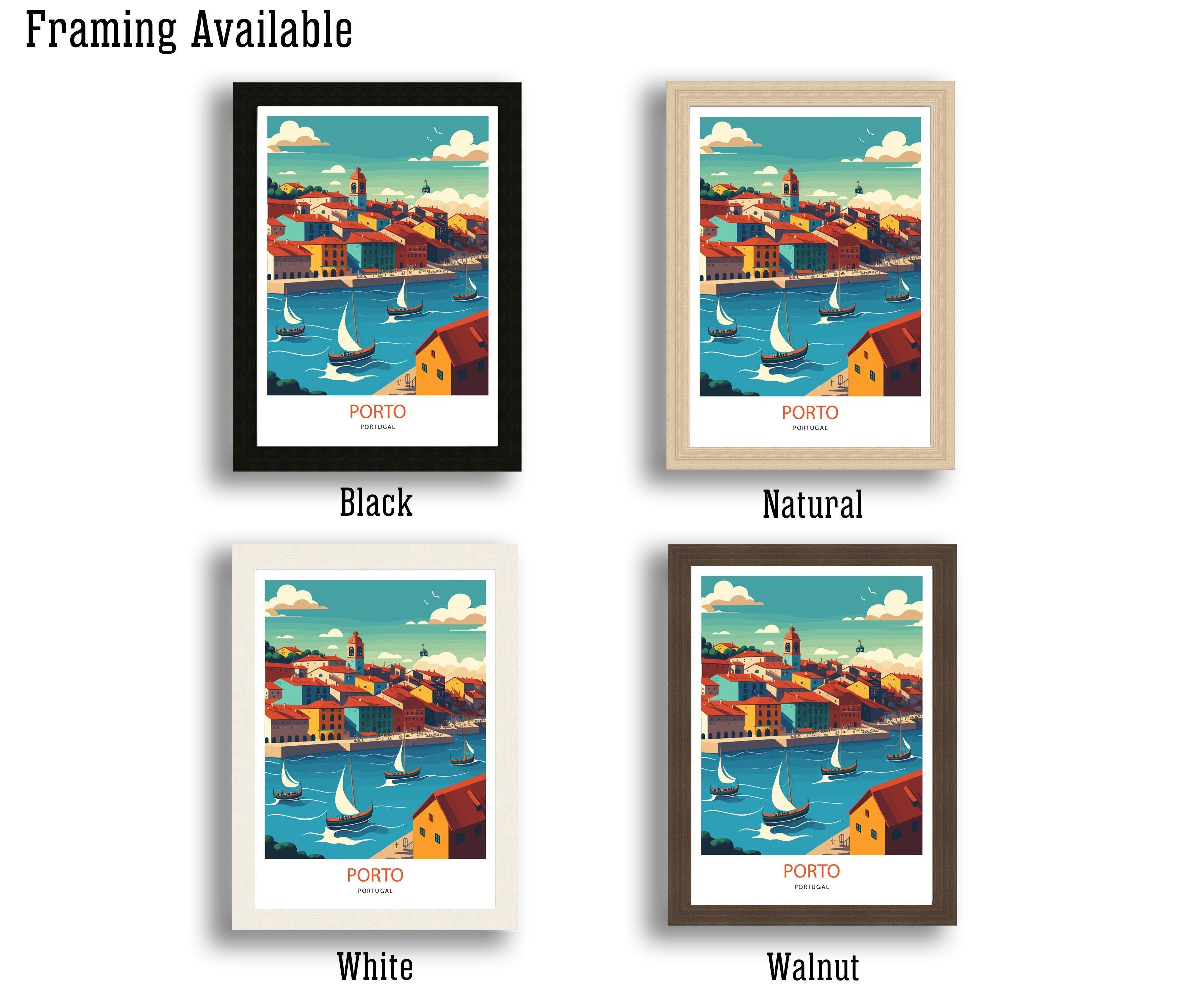 Porto Portugal Art Print, Cityscape Travel Poster