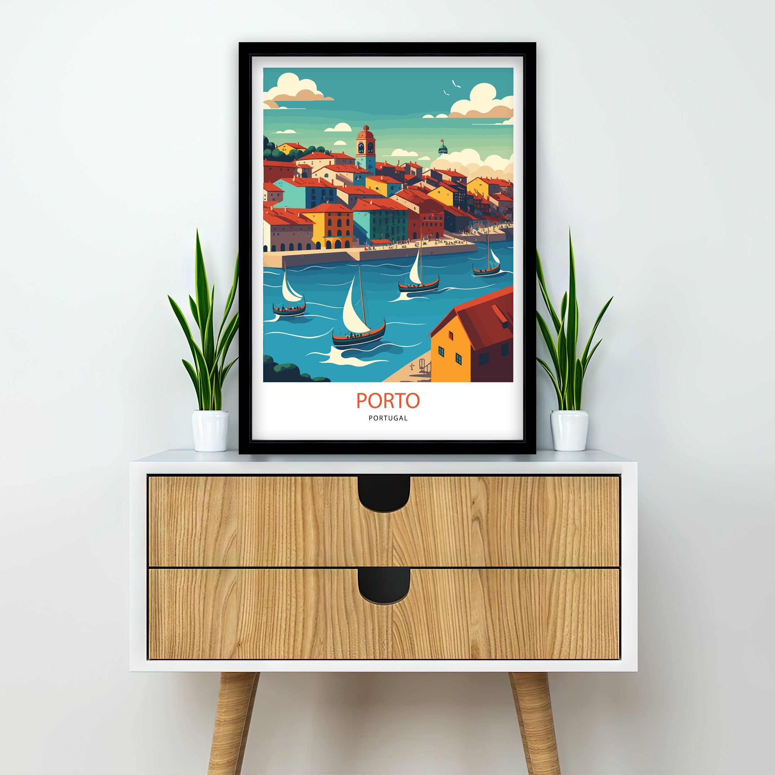 Porto Portugal Art Print, Cityscape Travel Poster