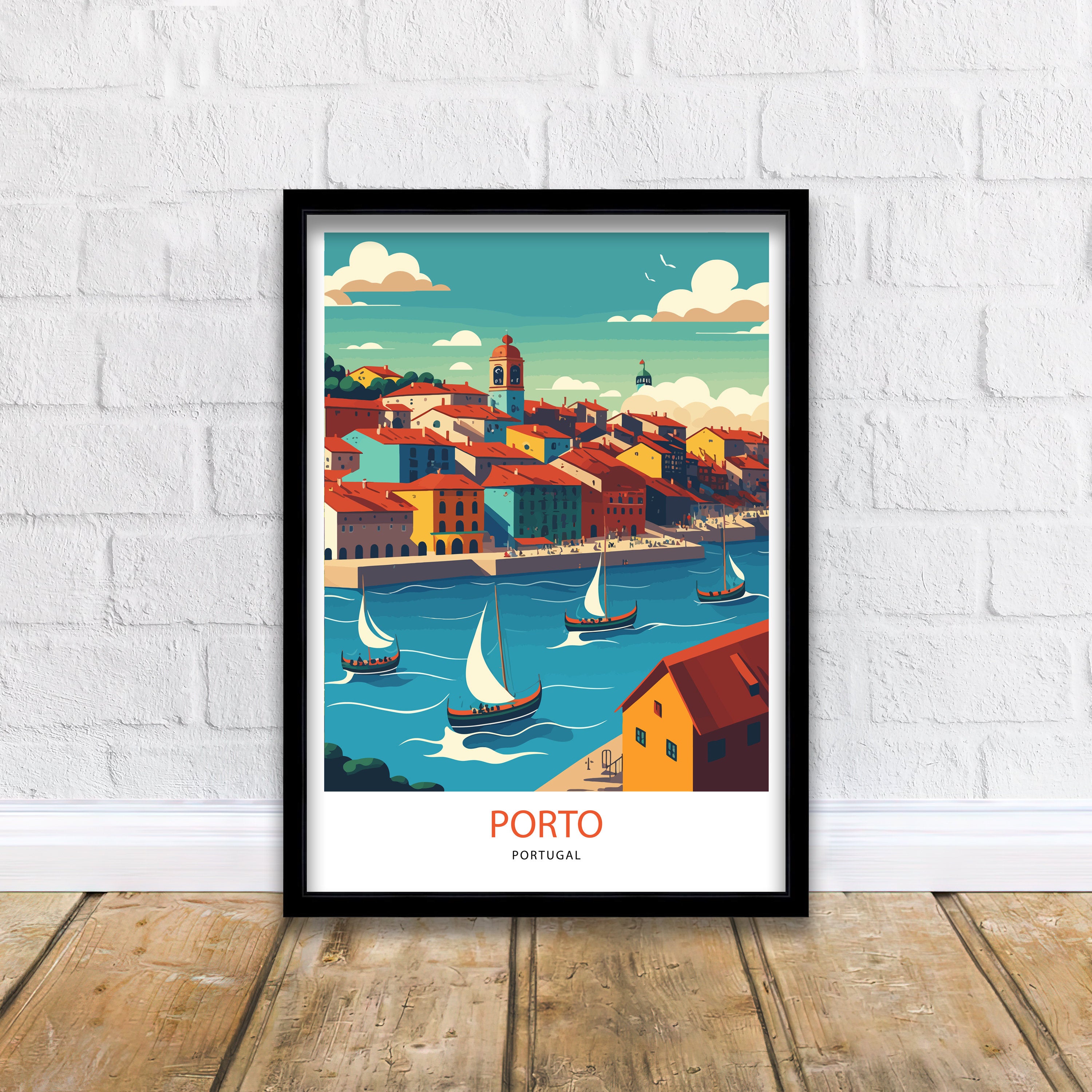 Porto Portugal Art Print, Cityscape Travel Poster
