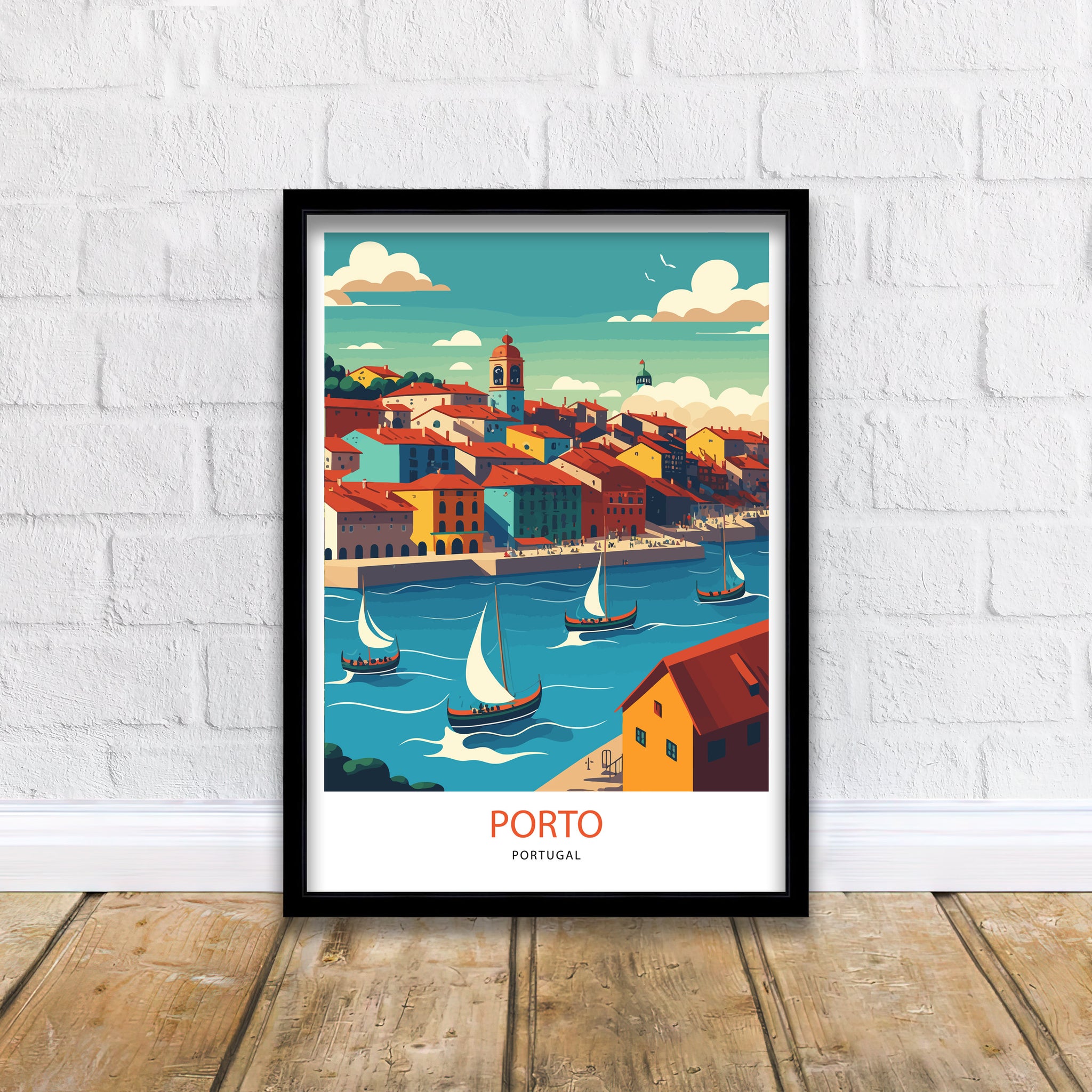 Porto Portugal Art Print, Cityscape Travel Poster